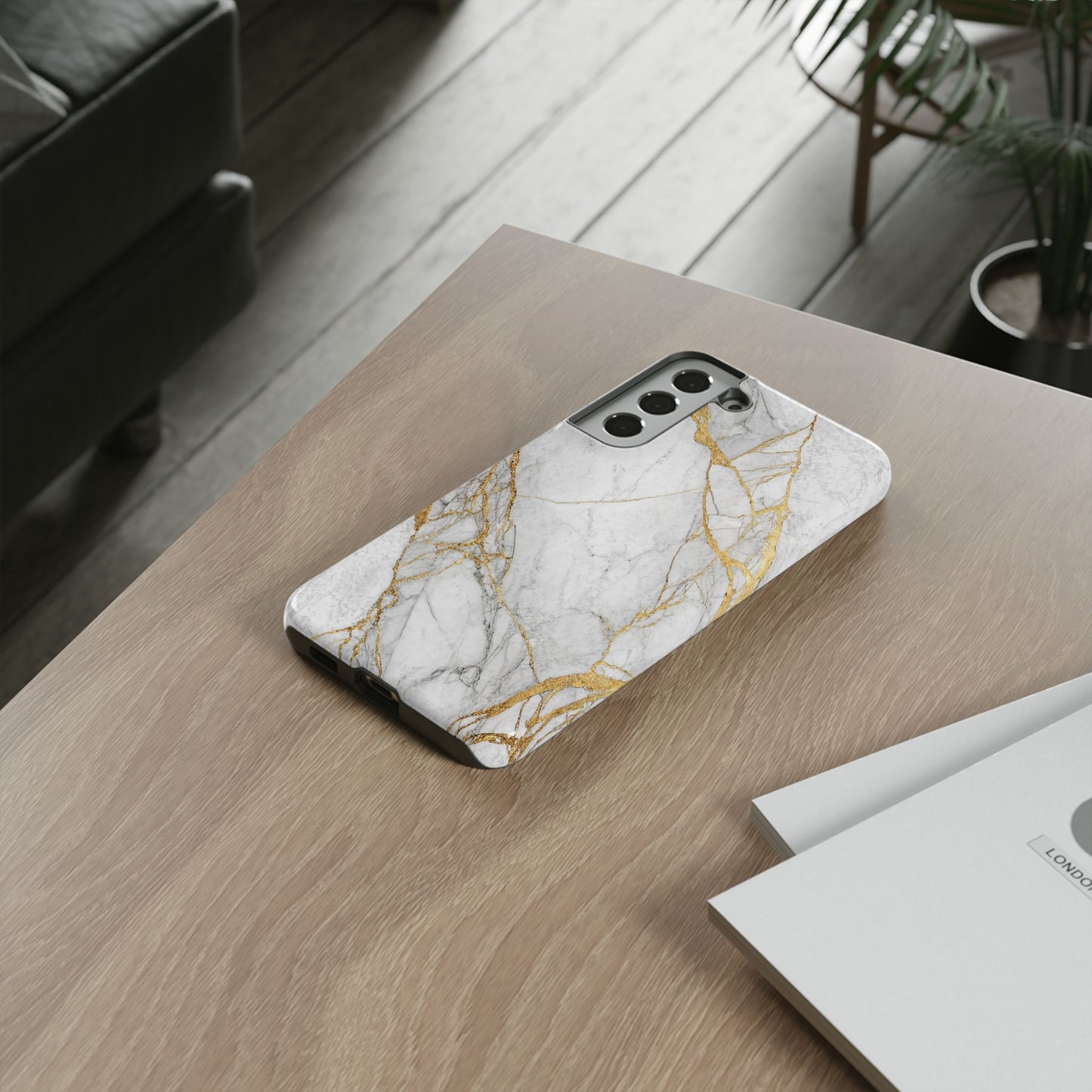 Golden White Marble Samsung Phone Case