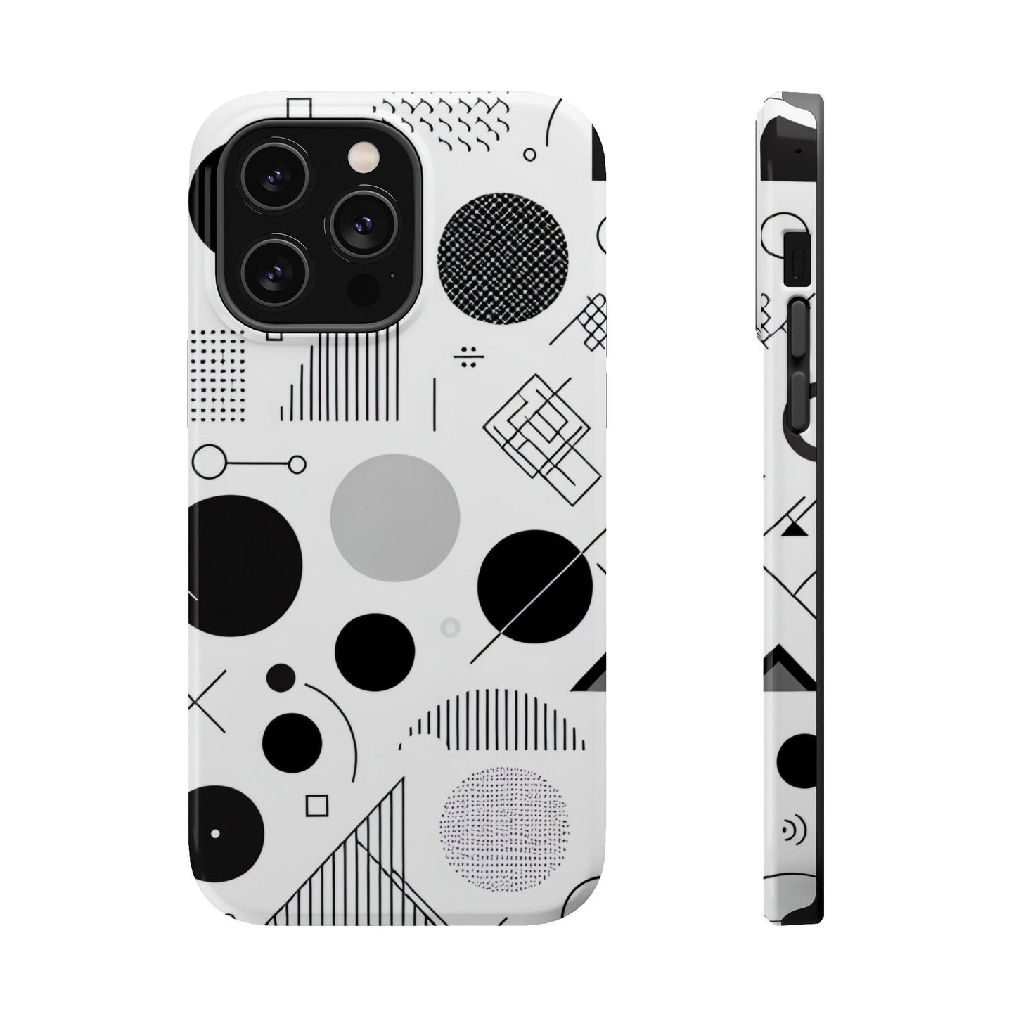 Black and White Abstract Art iPhone case with modern geometric patterns for stylish phone protection