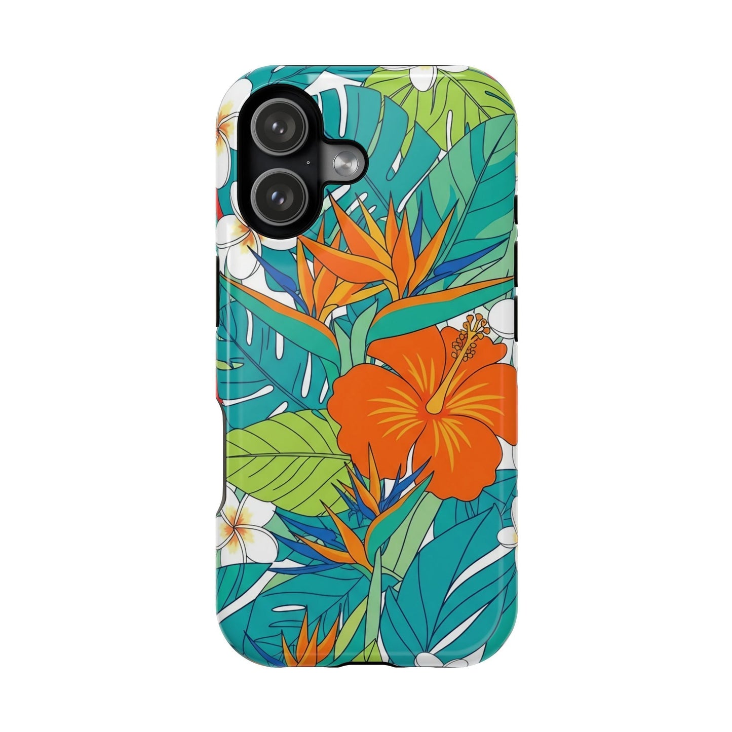 Vibrant Floral iPhone Case with colorful tropical flowers and durable polycarbonate protection