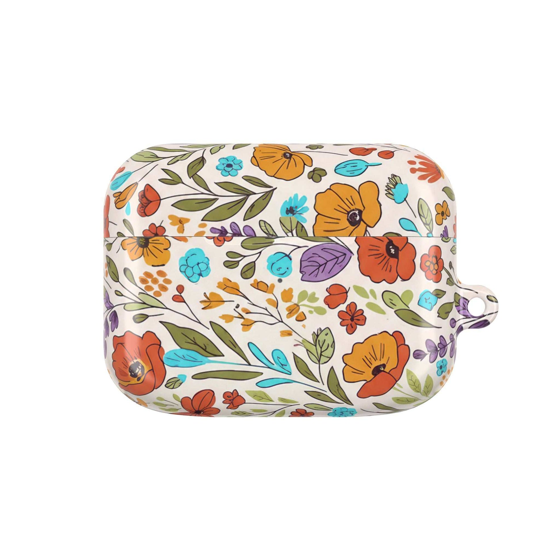 Floral Drawing AirPod Case with colorful botanical sketch design and glossy finish