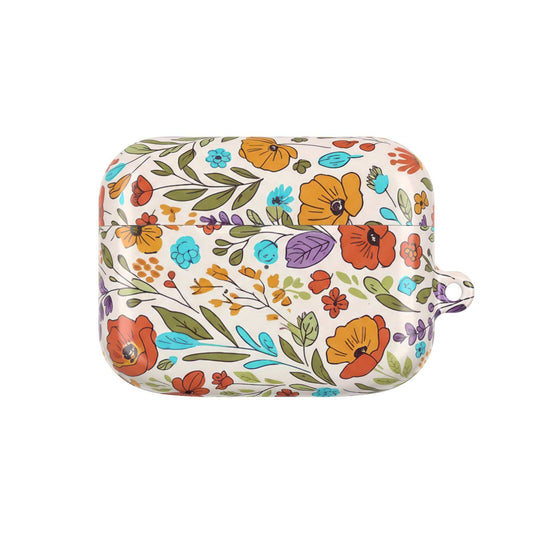 Floral Drawing AirPod Case with colorful botanical sketch design and glossy finish
