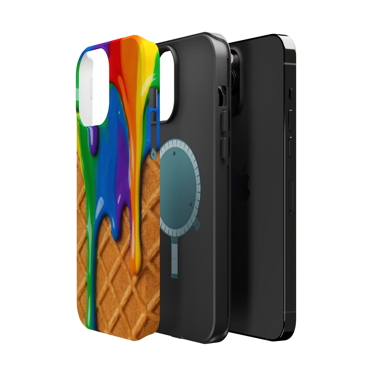 Waffle Rainbow Drip iPhone Case MagSafe Tough Protective Colorful Phone Case
