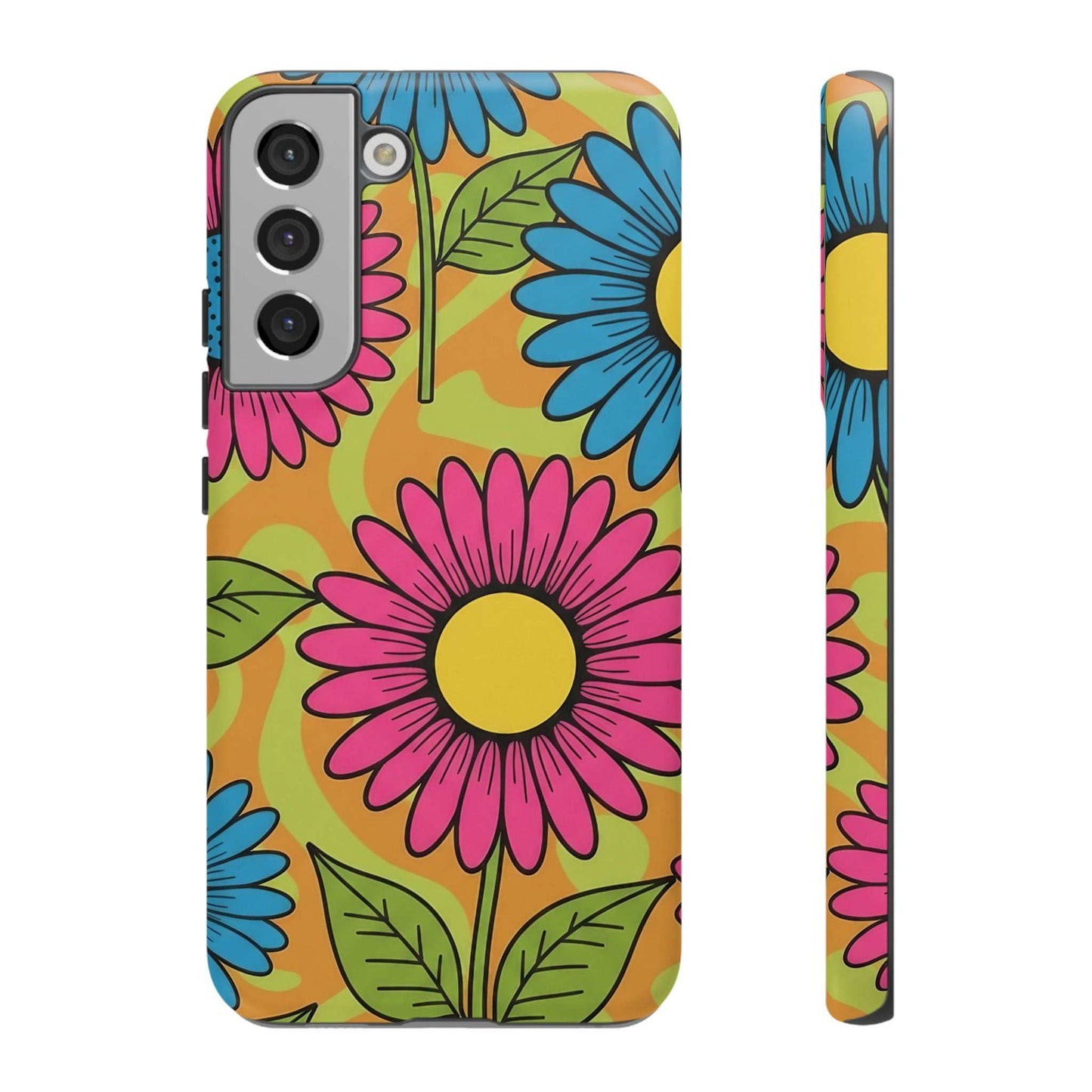 Samsung Tough Case with colorful floral design, durable impact-resistant protection and shock-absorbing silicone liner