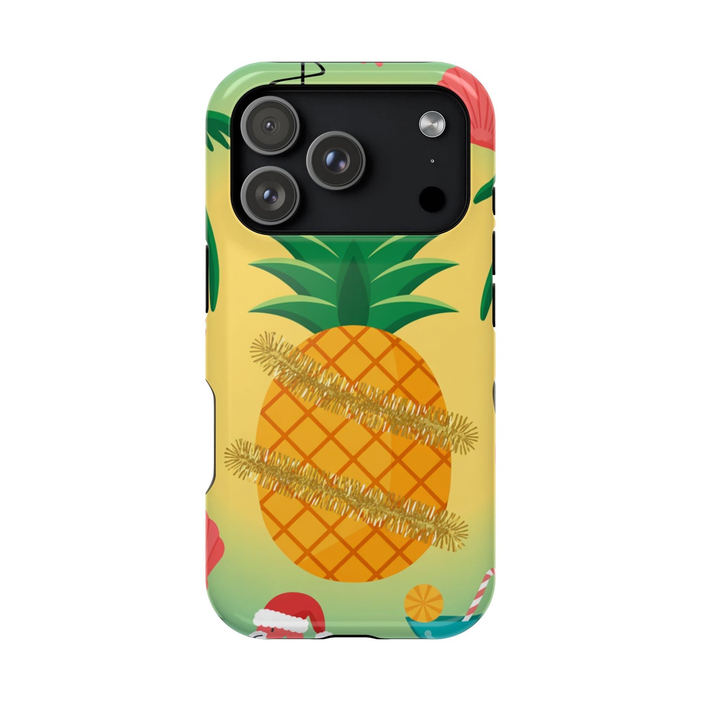 iPhone case with festive pineapple Christmas design and MagSafe compatibility