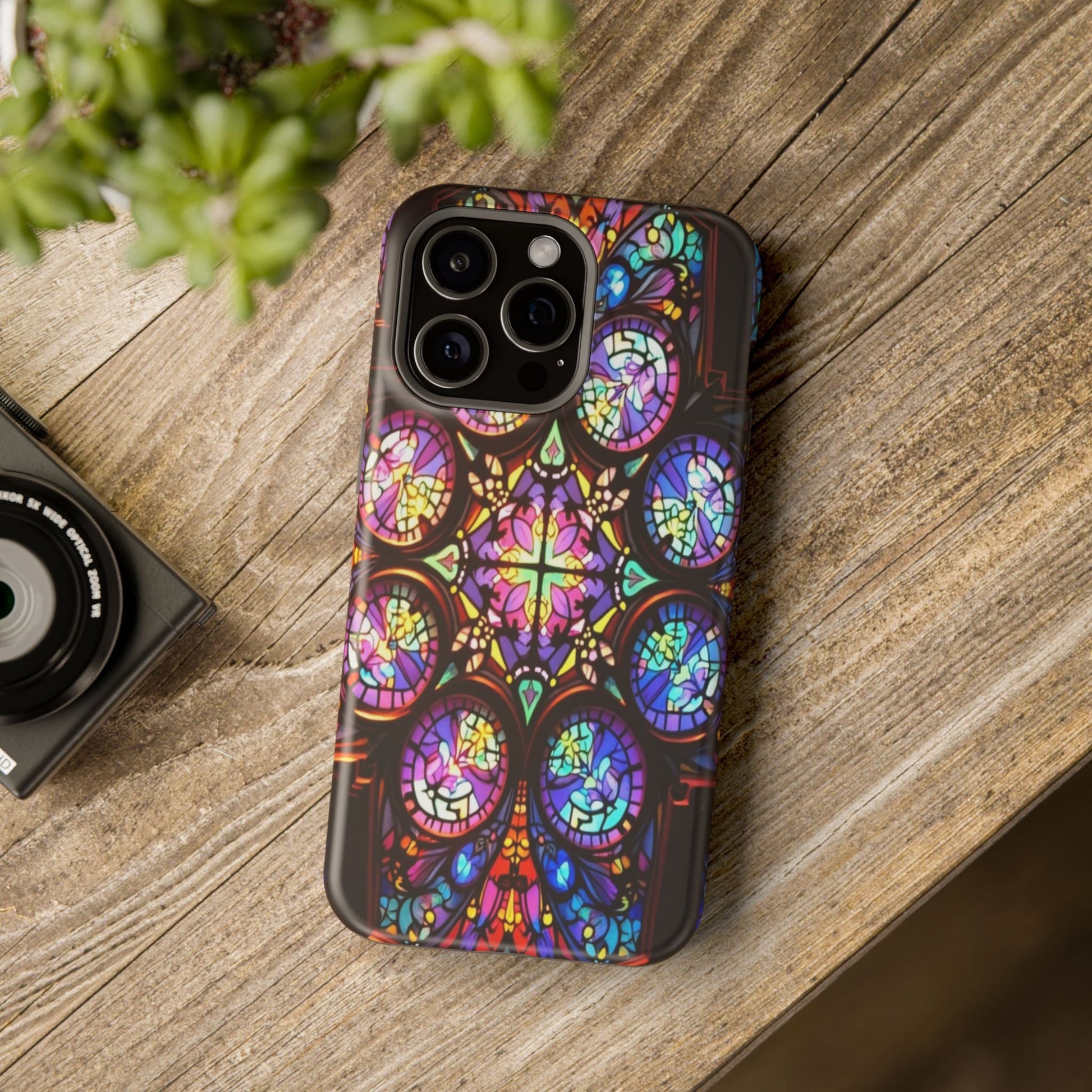 Colorful Hypnotic Stain Glass iPhone tough case with vibrant stained-glass design and durable protection