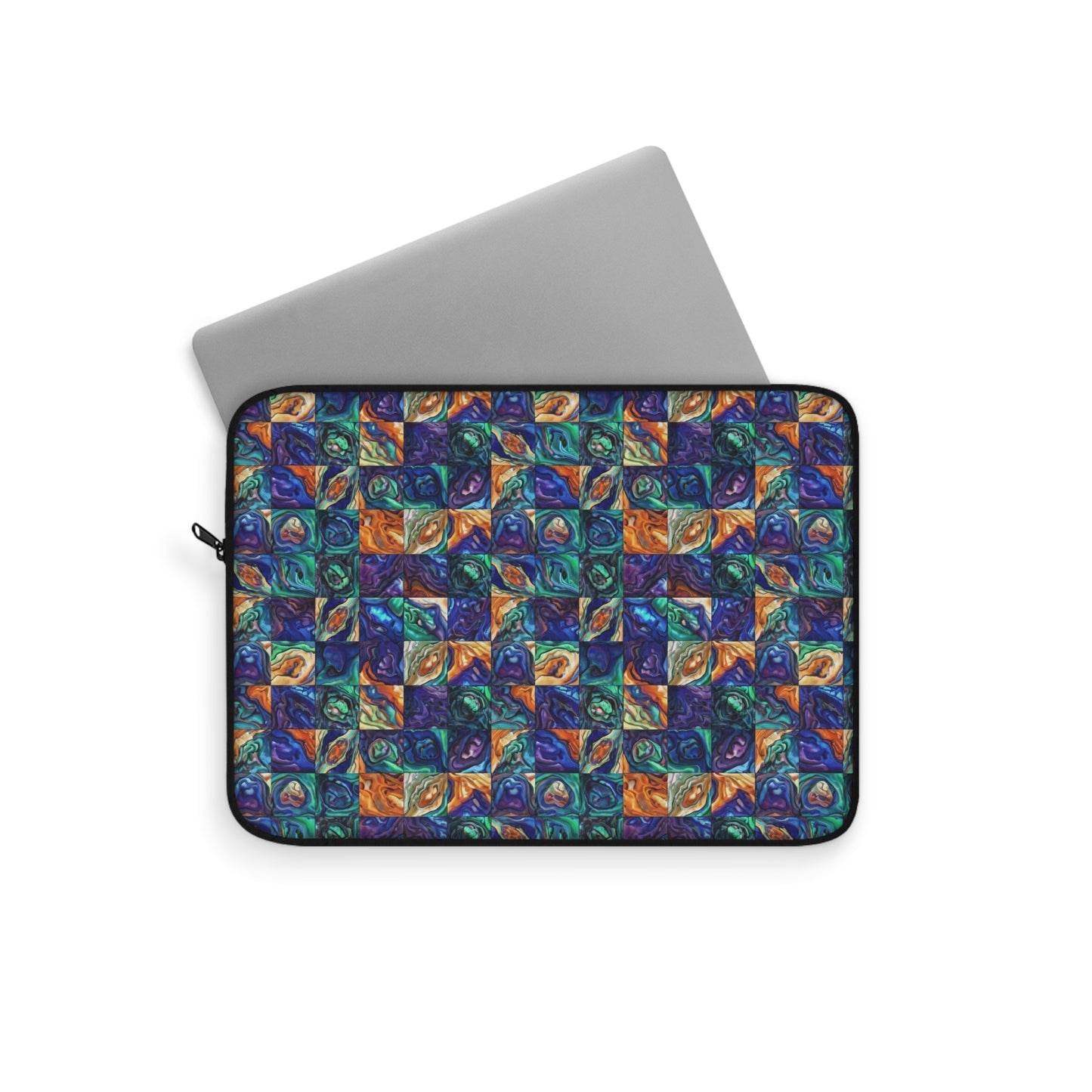 Abstract Purple & Green Seascape Laptop Sleeve — Artistic Ocean-Inspired Protective Case