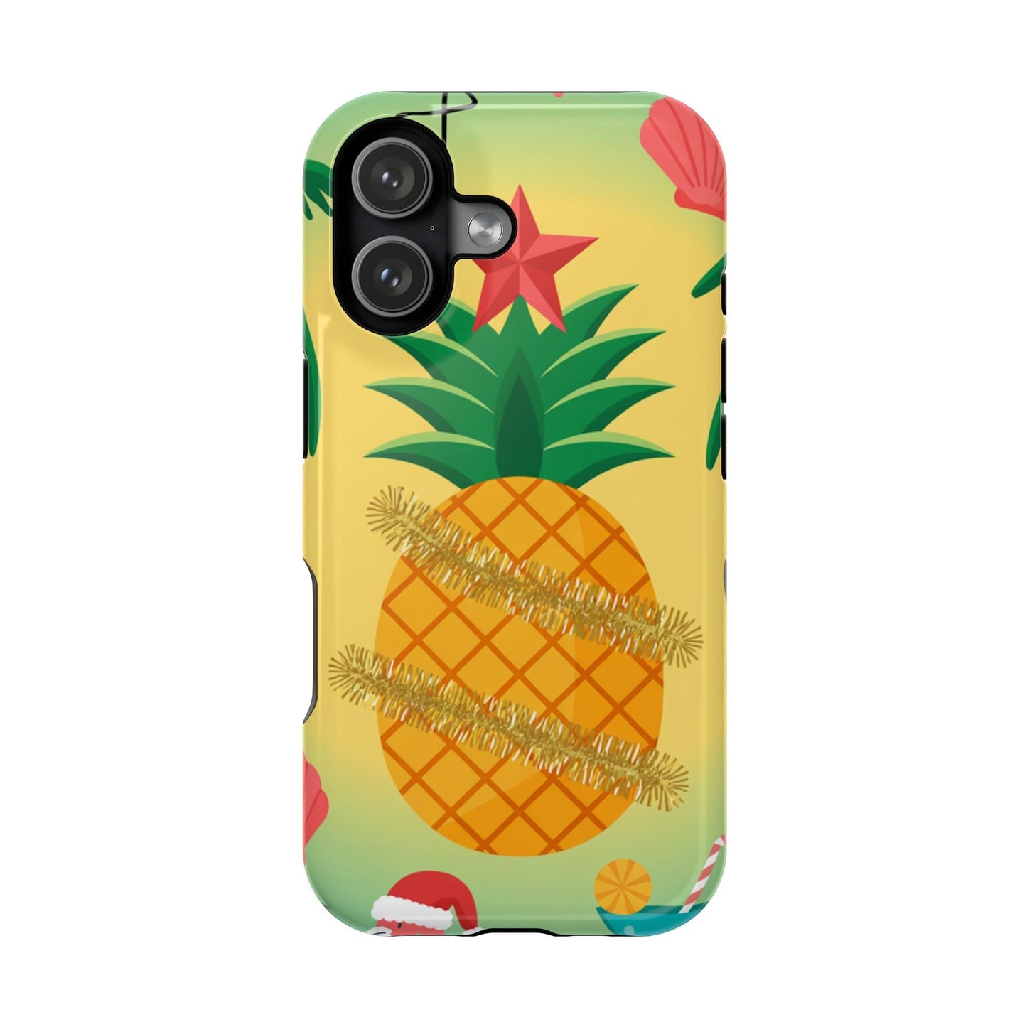 iPhone pineapple Christmas case with festive pineapple design and holiday decorations