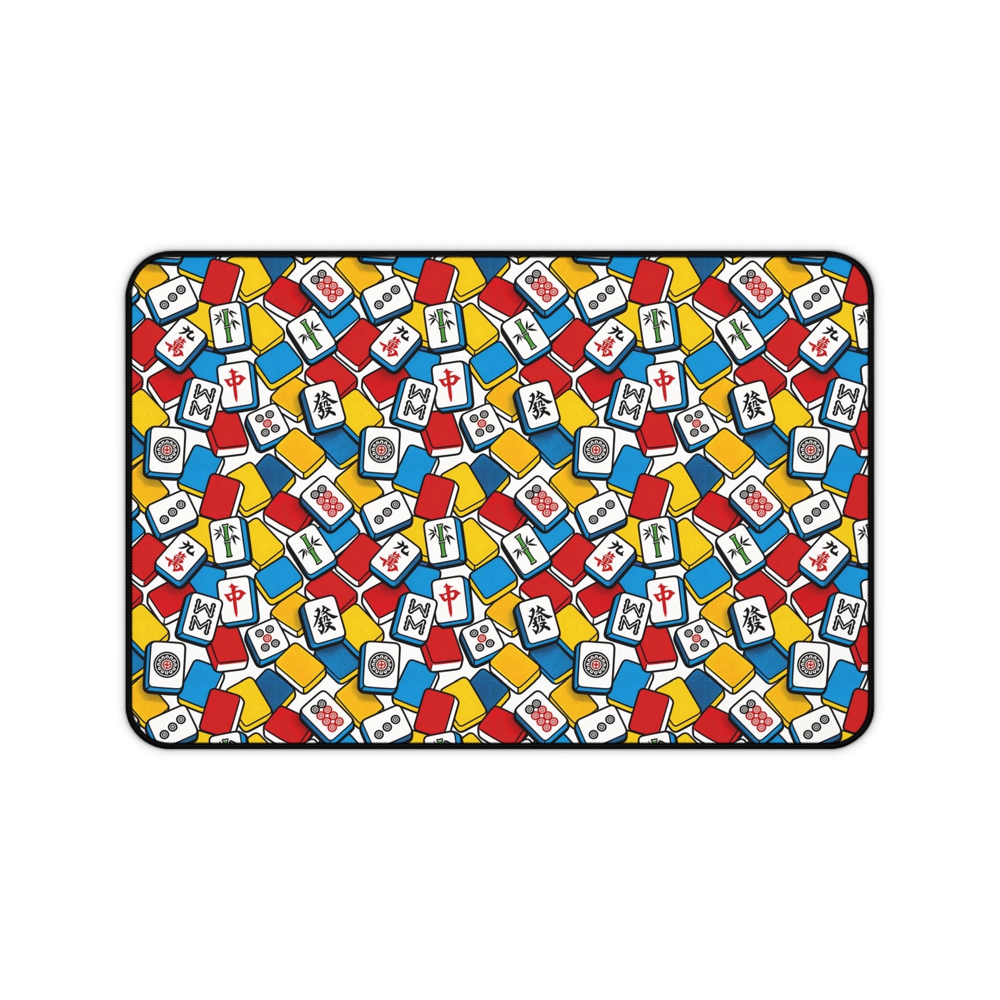 Vibrant Mahjong Desk Mat with colorful tile design on smooth neoprene surface