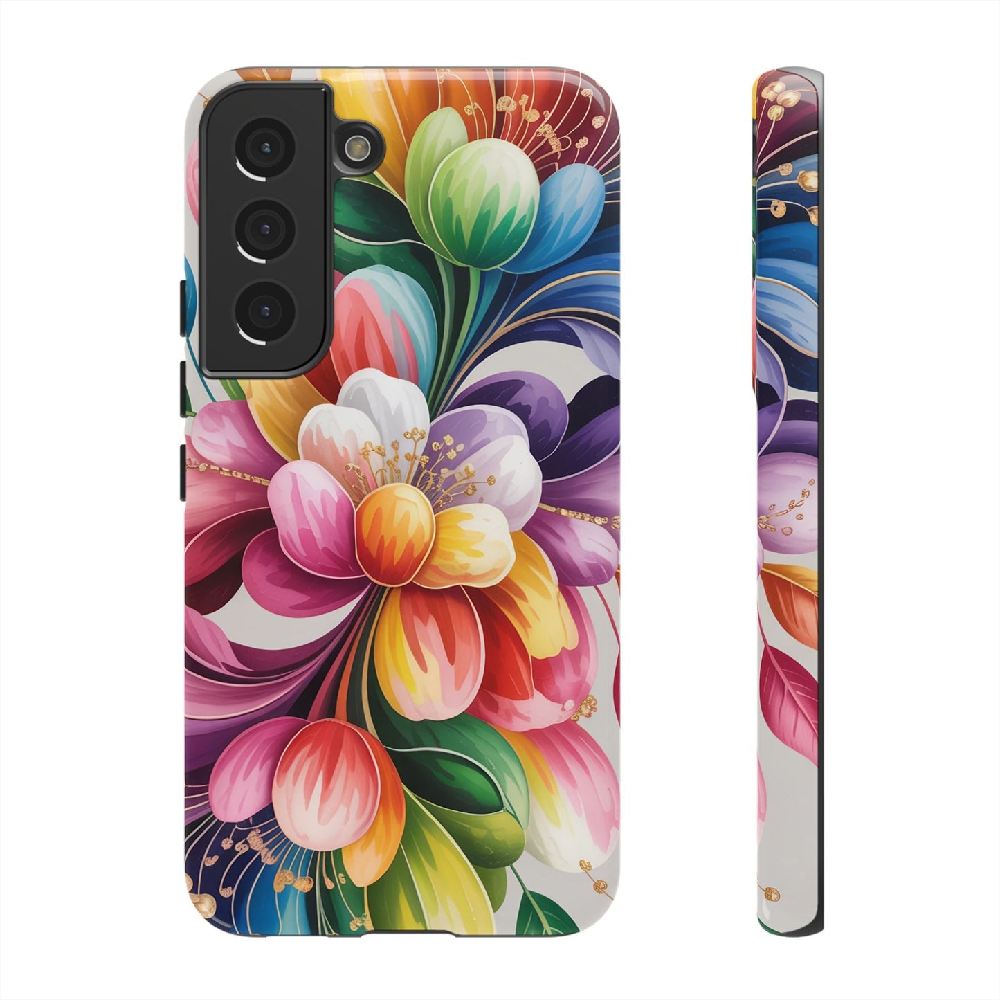 Vibrant floral Samsung case with full ink density wrap and durable impact-resistant protection
