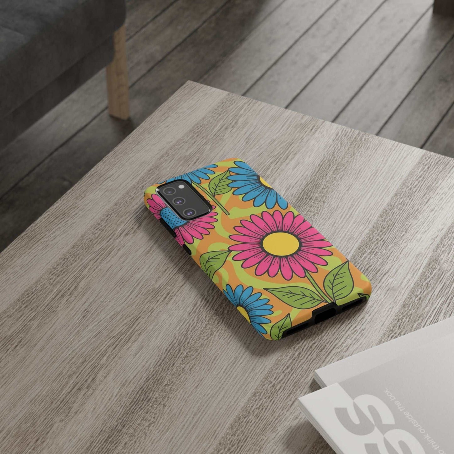Samsung Tough Case with colorful floral Love Child design, durable and impact-resistant phone protection