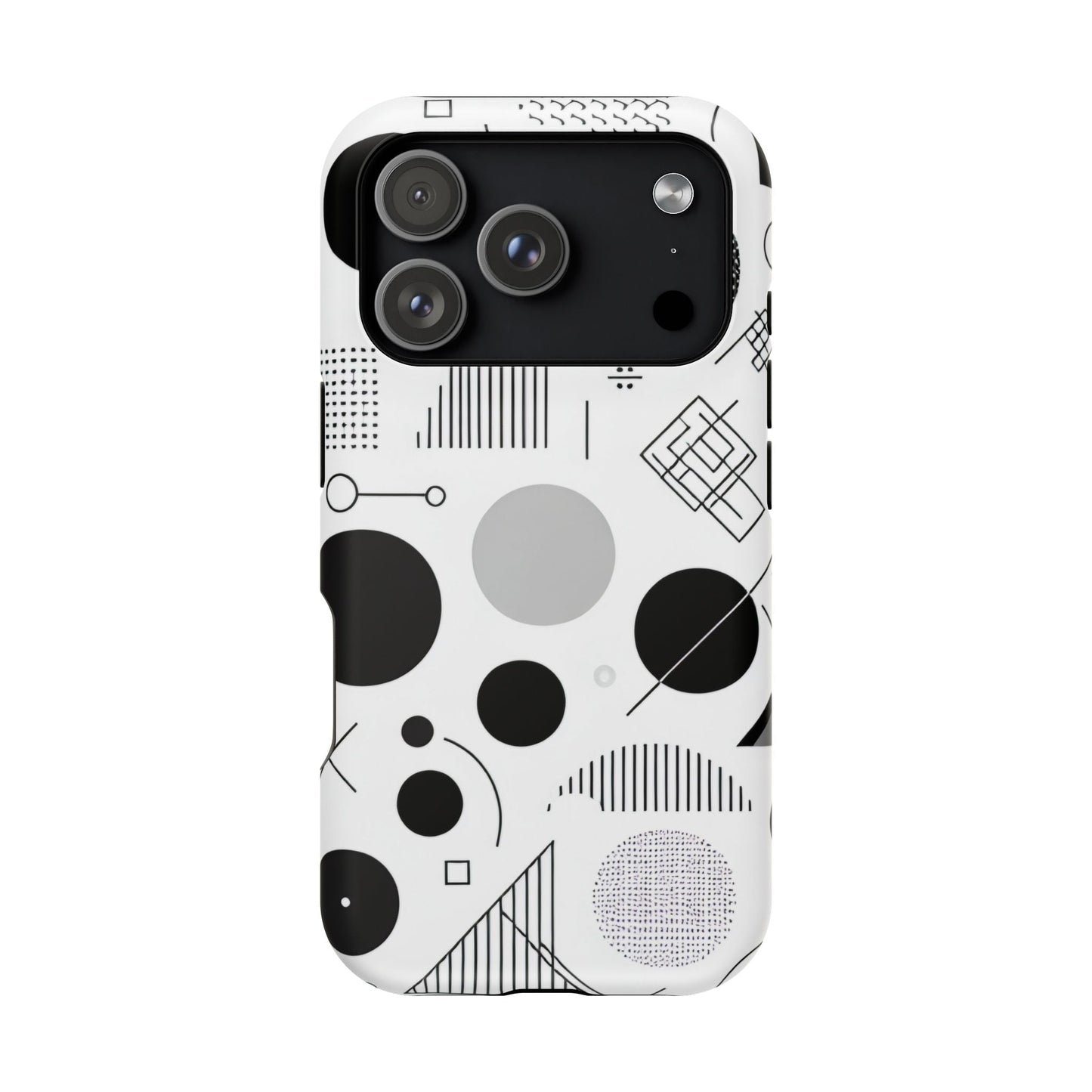 Black and White Abstract Art iPhone case with modern geometric design and MagSafe compatibility