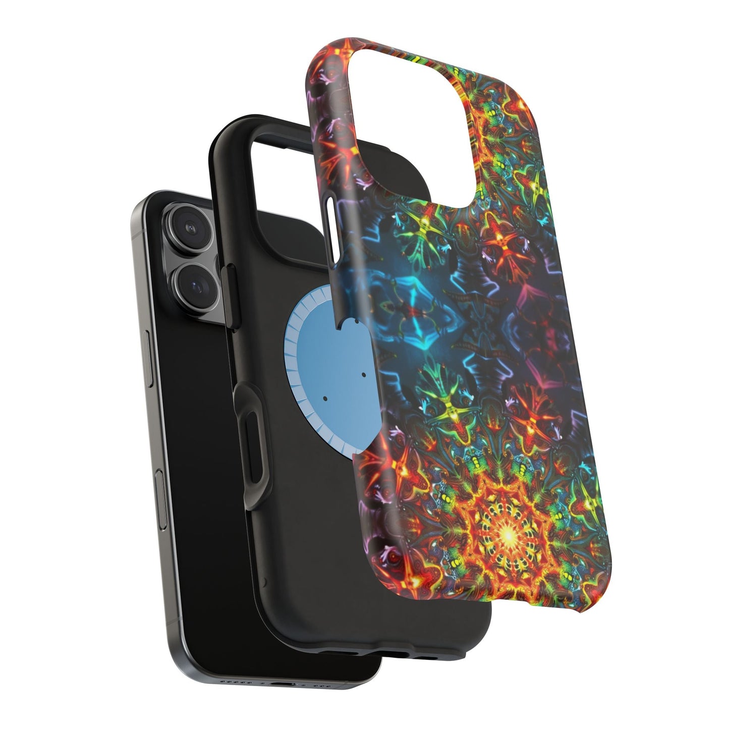 Abstract Kaleidoscope Design iPhone case with vibrant multicolor pattern and durable protective dual-layer build