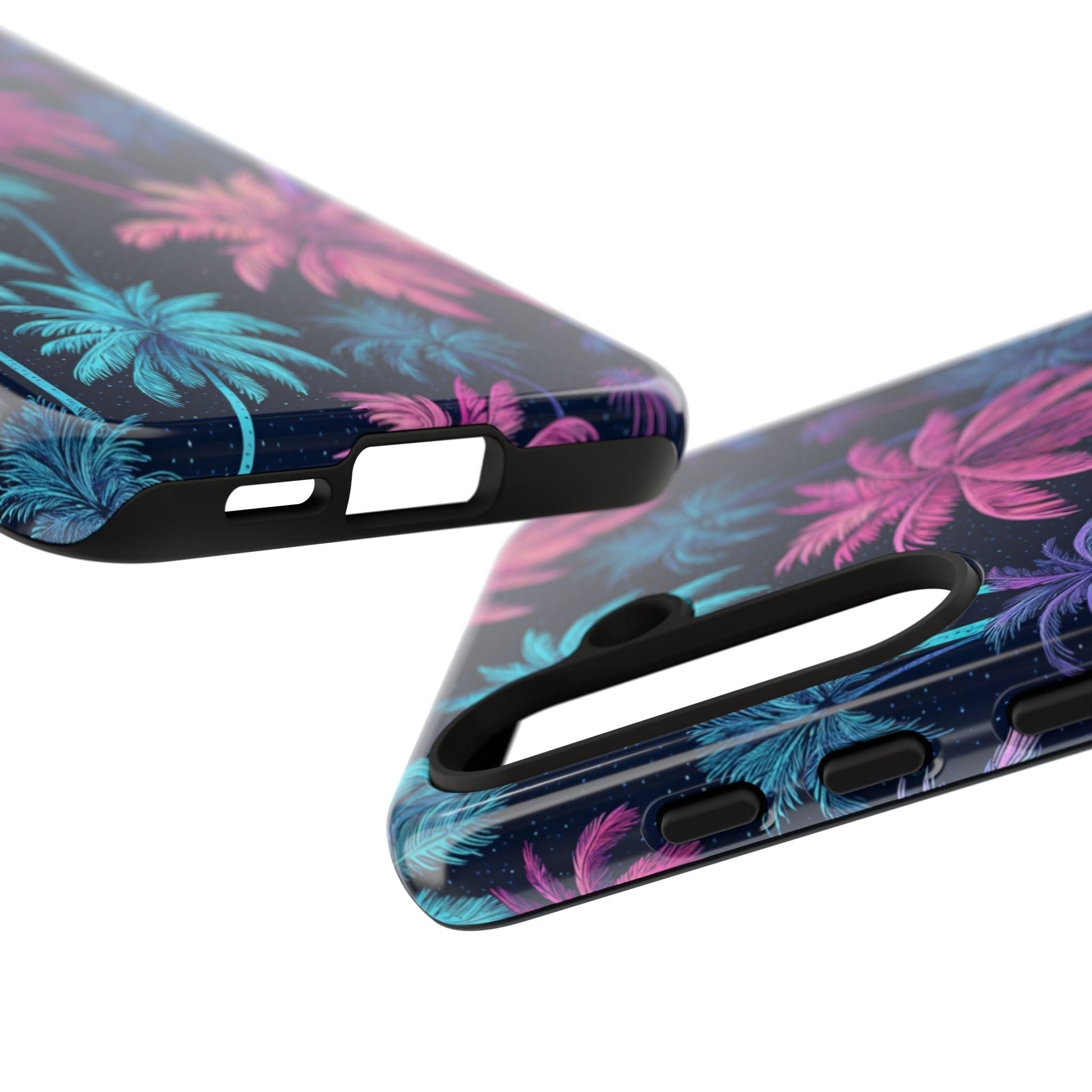 Colorful neon palm tree phone case for Samsung Galaxy with durable 3D printed tropical design