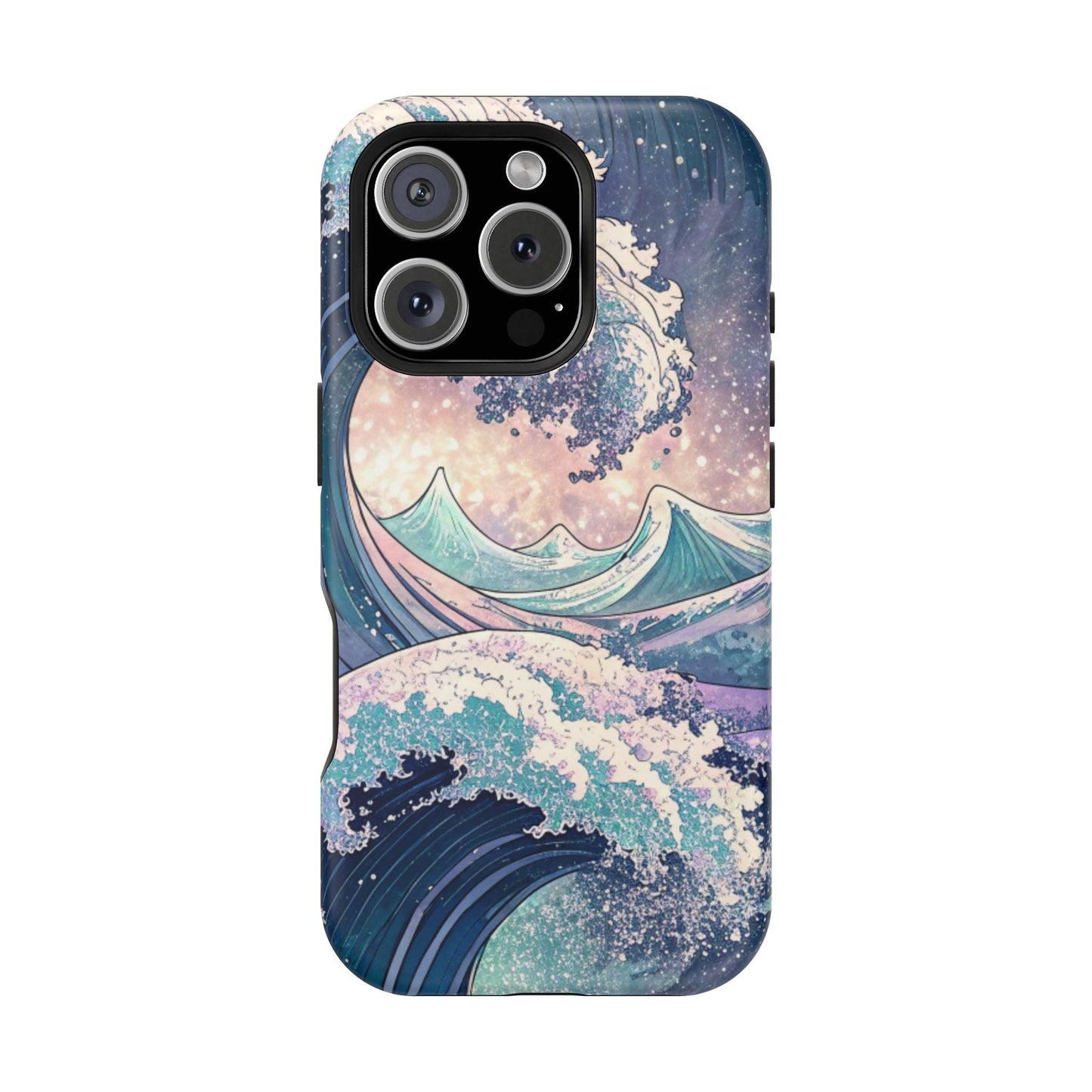 iPhone magnetic tough case with vibrant crashing waves design and dual-layer protection for coastal style enthusiasts