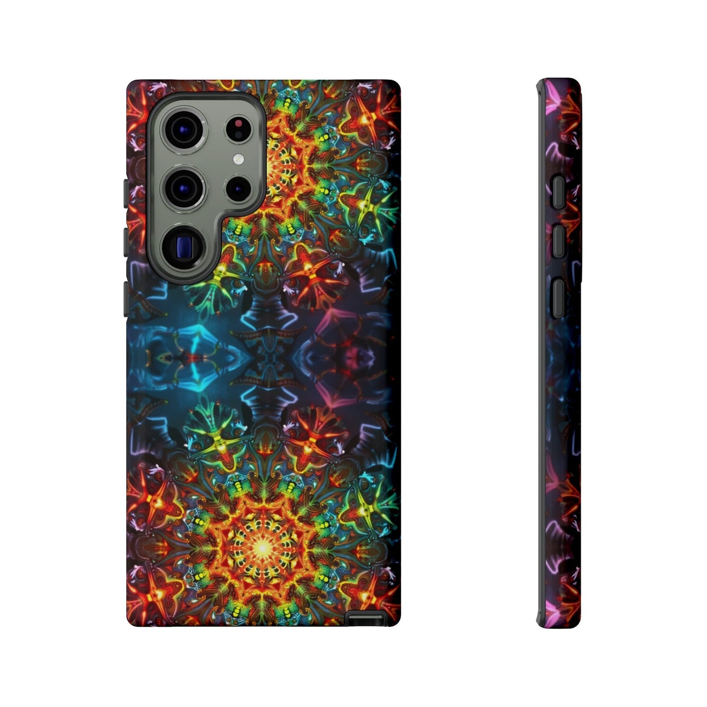 Abstract Kaleidoscope Samsung phone case with vibrant colorful geometric pattern and protective design