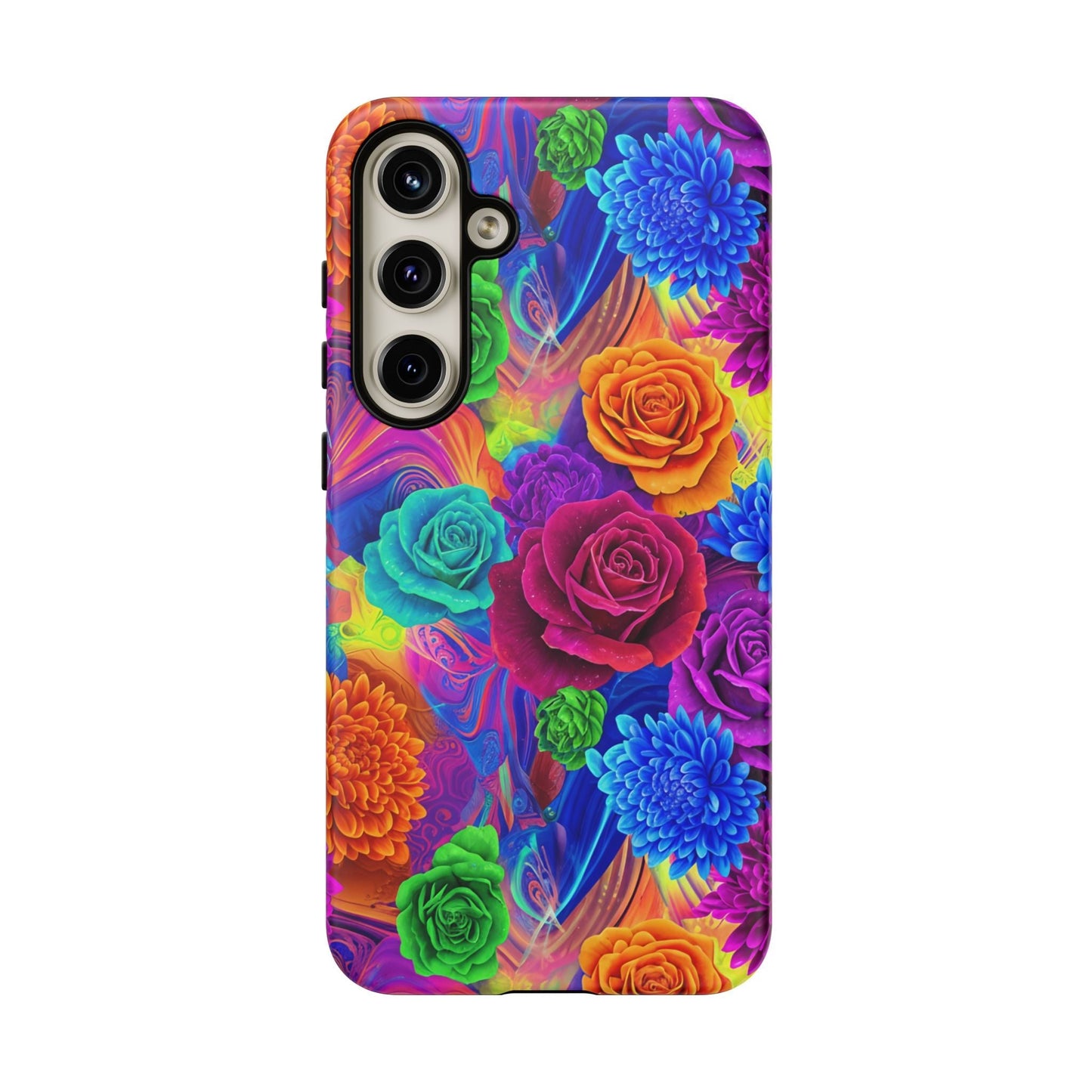 Vibrant Floral Samsung Phone Case with colorful seamless floral pattern and durable shock-absorbent protection