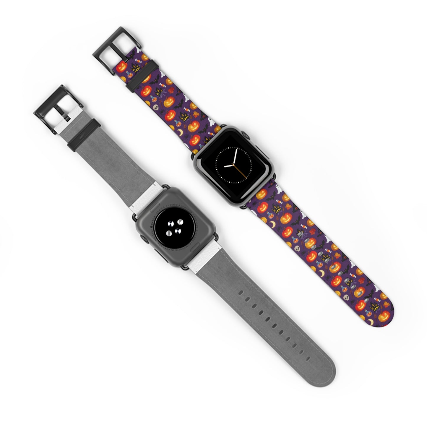 Halloween Pumpkin Pattern Watch Band — Spooky Orange Jack-O'-Lantern Apple Watch Strap