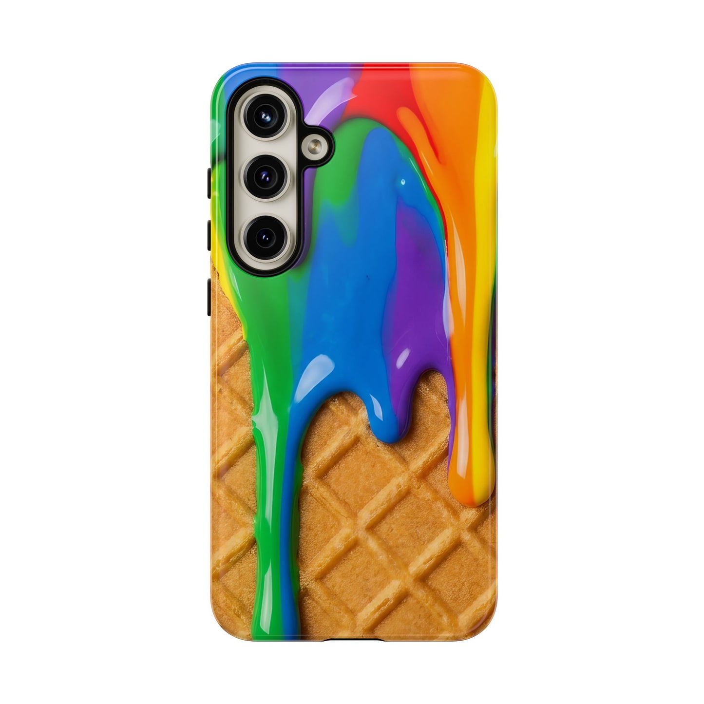 Rainbow Waffle Drip Samsung Phone Case — Tough Protective Cover