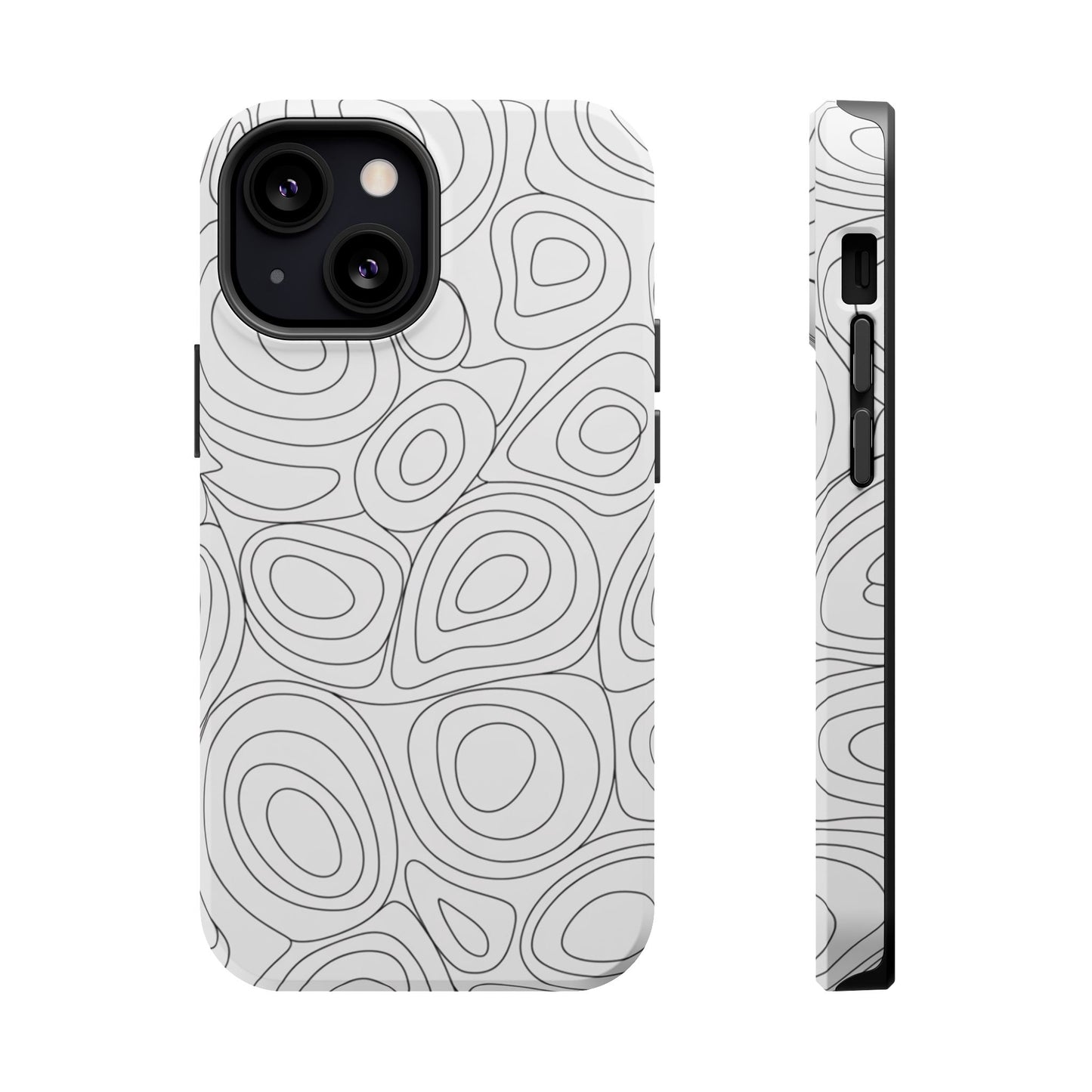 Black and White Abstract Circles Design iPhone Tough Case