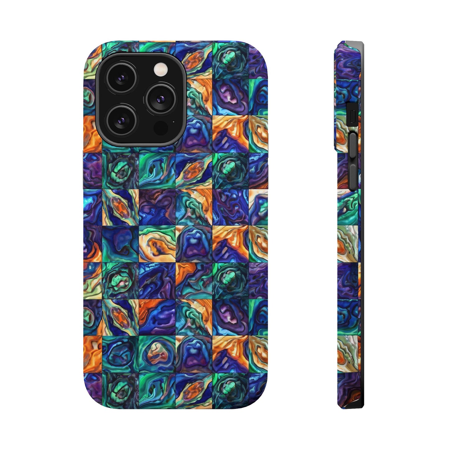 Abstract Purple & Green Seascape Magnetic Impact-Resistant iPhone Case