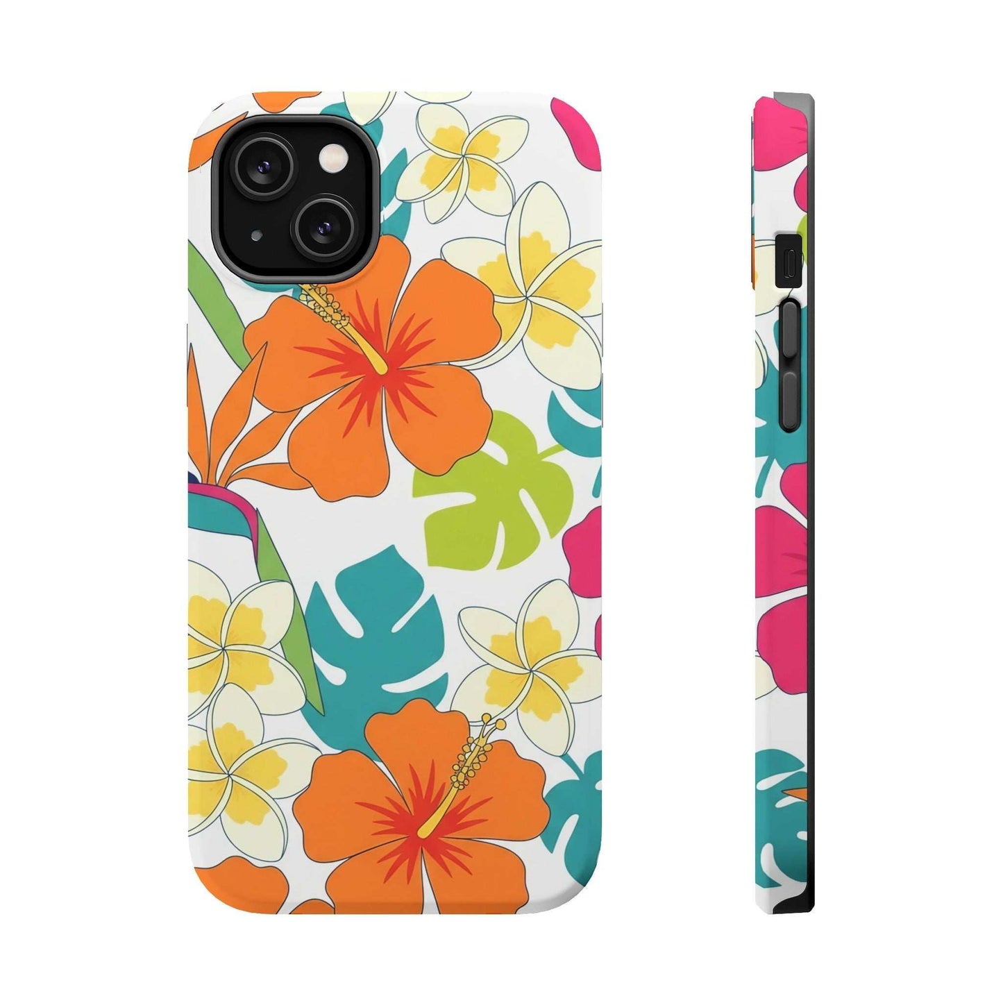 Floral iPhone Case with vibrant orange and yellow flowers, durable dual-layer protection, and MagSafe compatibility