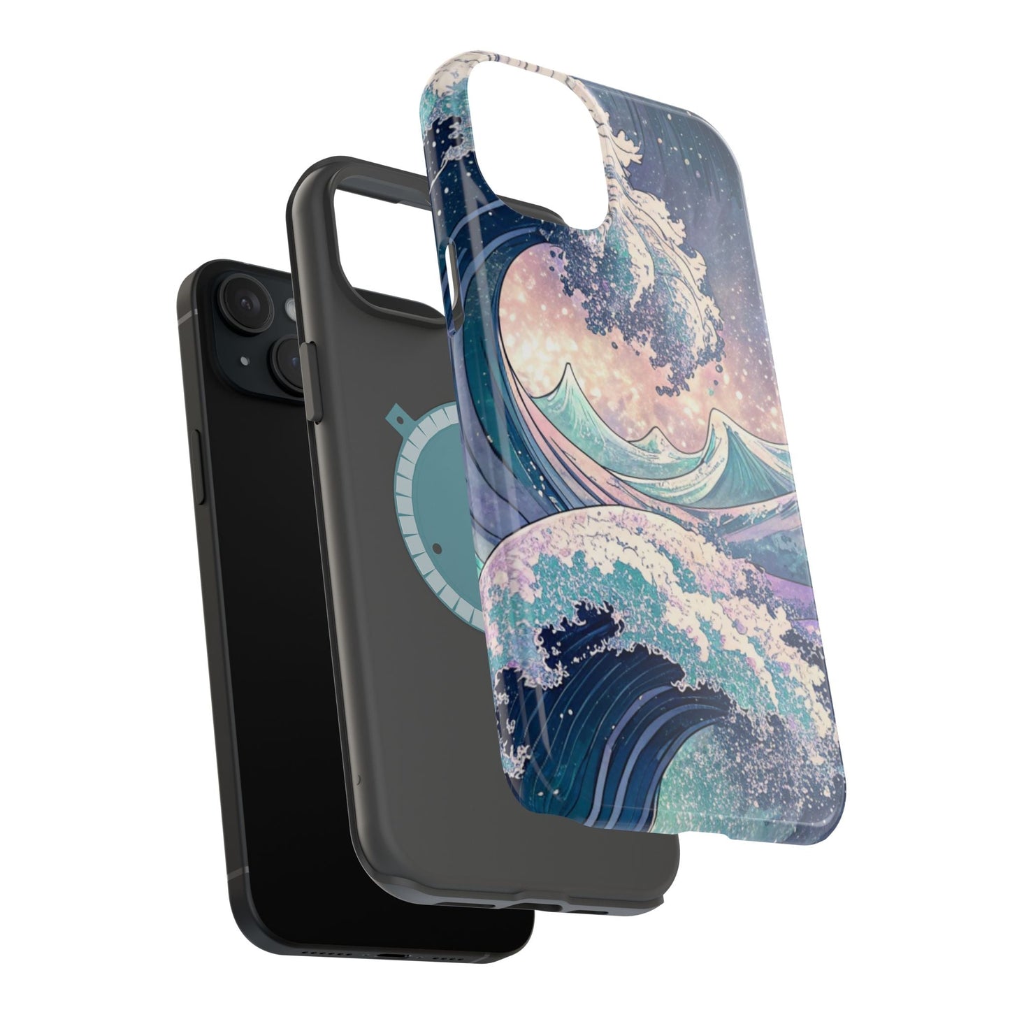 Crashing Waves Design iPhone case with magnetic MagSafe protection and artistic ocean wave artwork