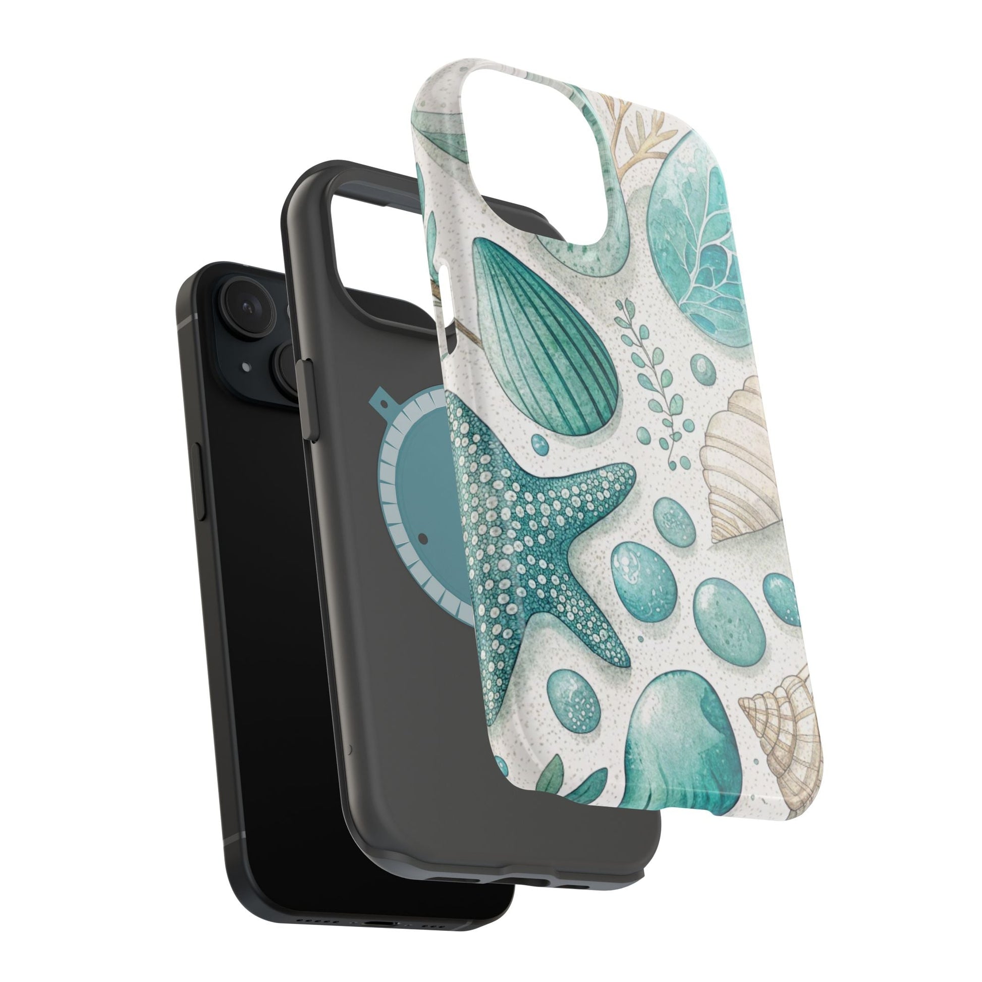 Celebration Sea iPhone Tough Case with vibrant sea life design, durable protective dual-layer MagSafe compatible cover.