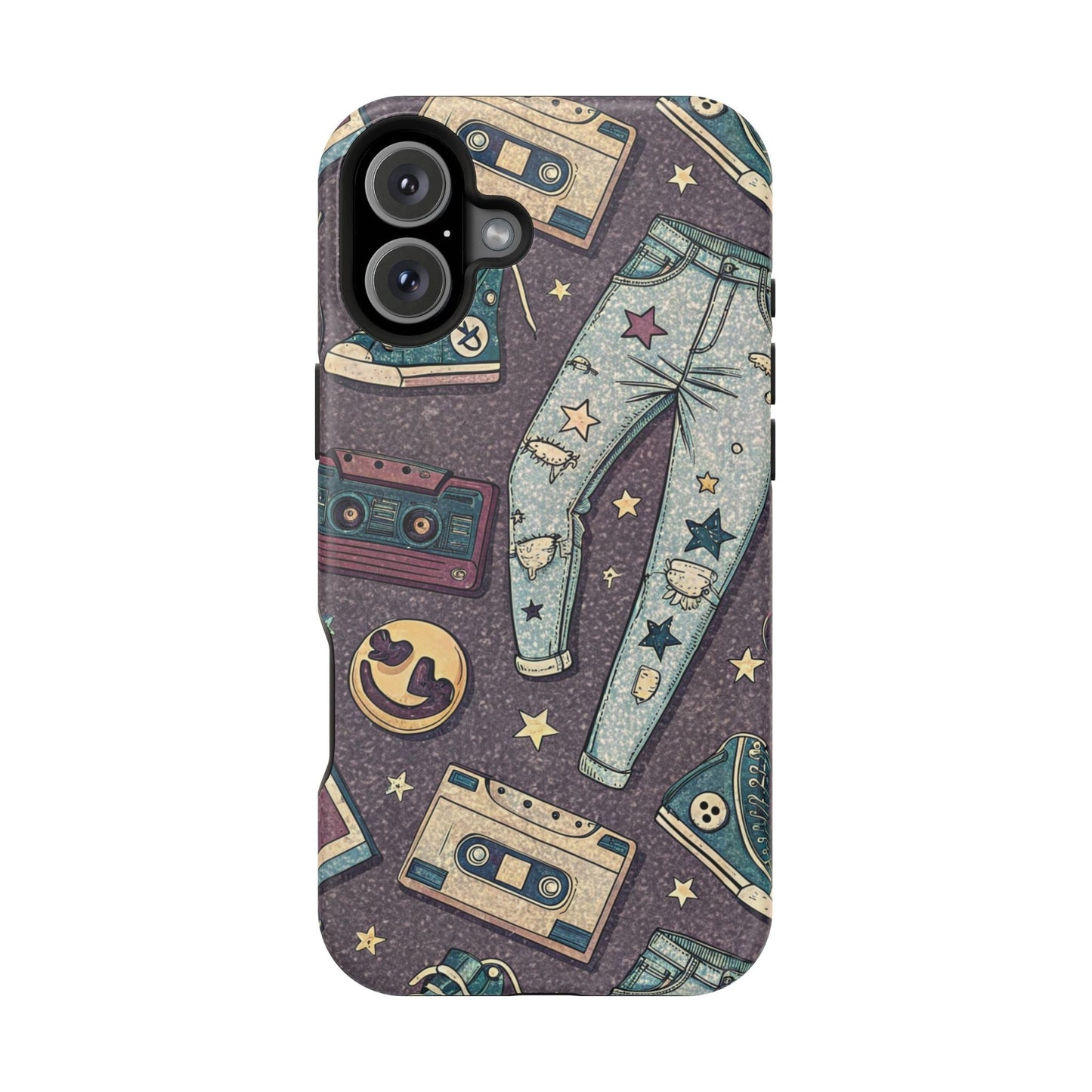 90s grunge cassette tape collage tough iPhone case with ripped jeans and graffiti design