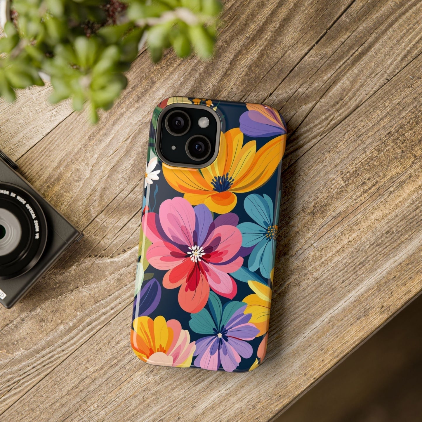 Colorful floral design iPhone 17 case with vibrant flowers and MagSafe compatibility