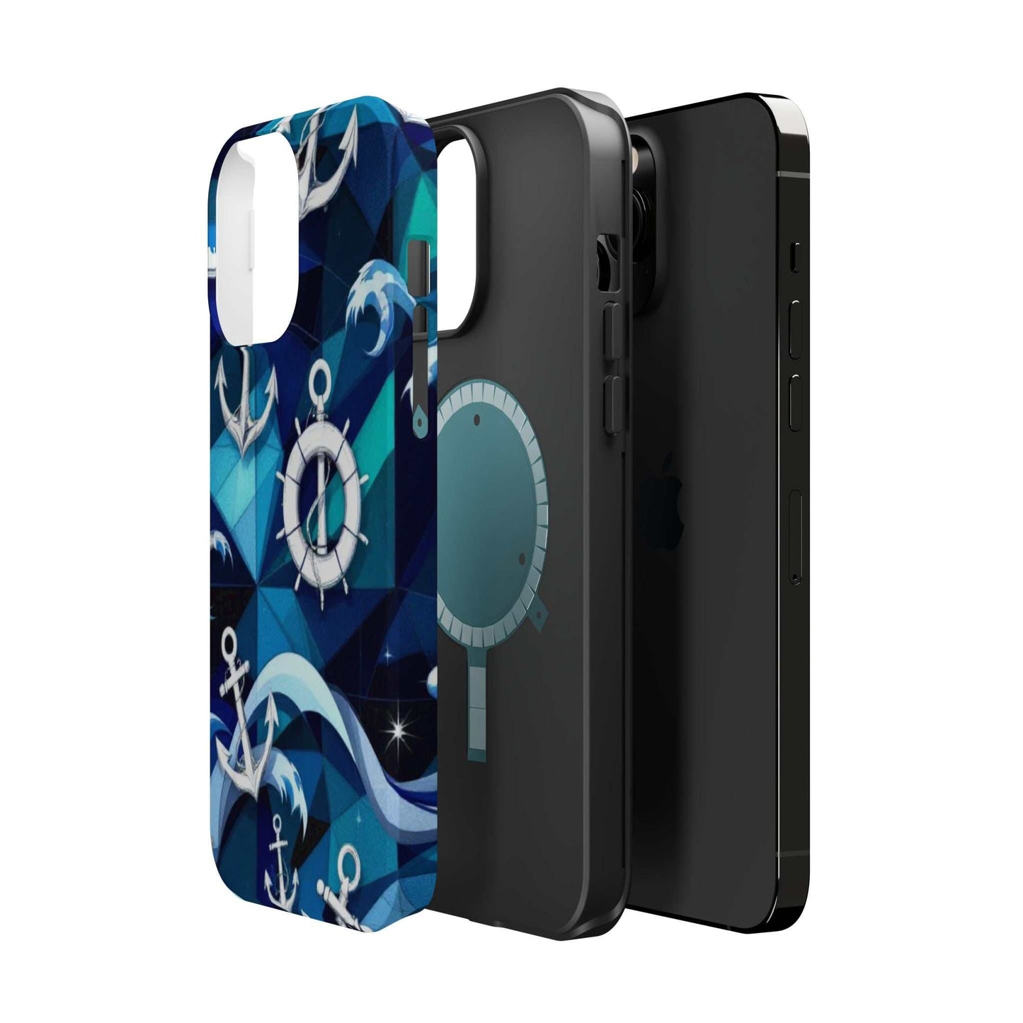Nautical Anchors iPhone case with maritime design and durable MagSafe protection