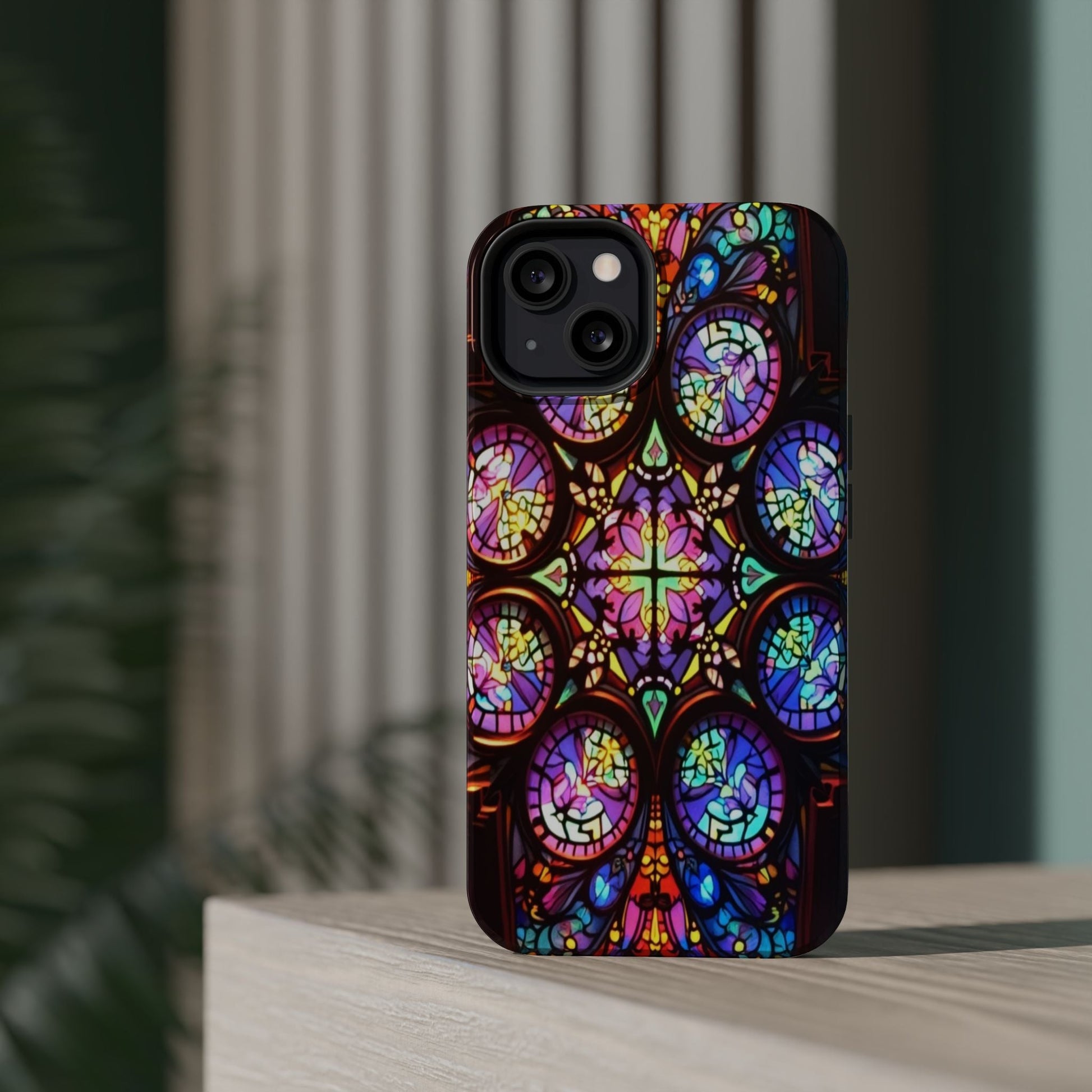 Colorful Hypnotic Stain Glass iPhone tough case with vibrant stained glass design and durable protection