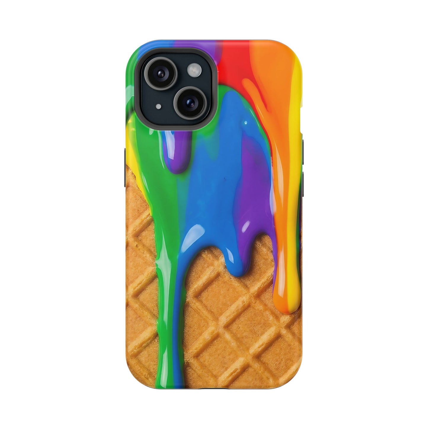 Waffle Rainbow Drip iPhone Case MagSafe Tough Protective Colorful Phone Case