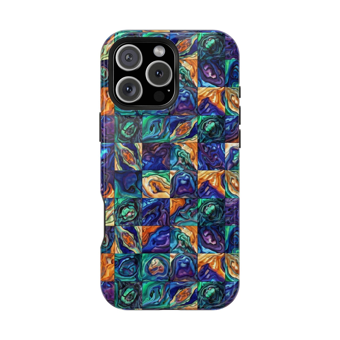Abstract Purple & Green Seascape Magnetic Impact-Resistant iPhone Case
