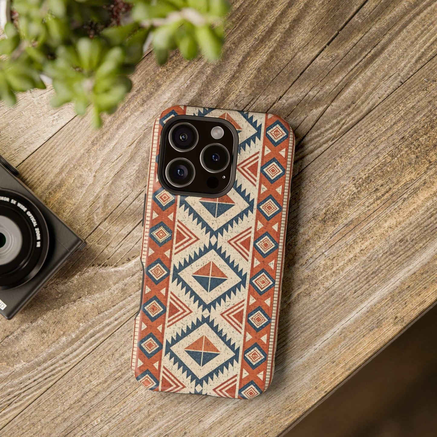 Tribal Inspired Pattern iPhone magnetic tough case with durable dual-layer protection and vibrant geometric design