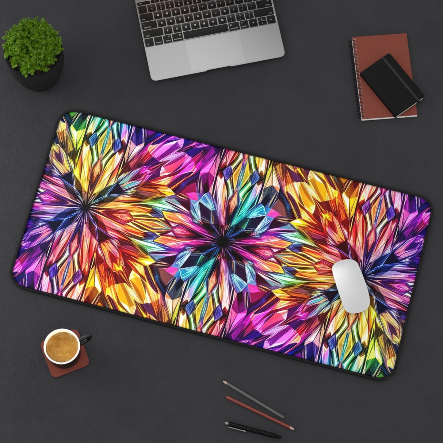Rainbow Starbust Design Desk Mat