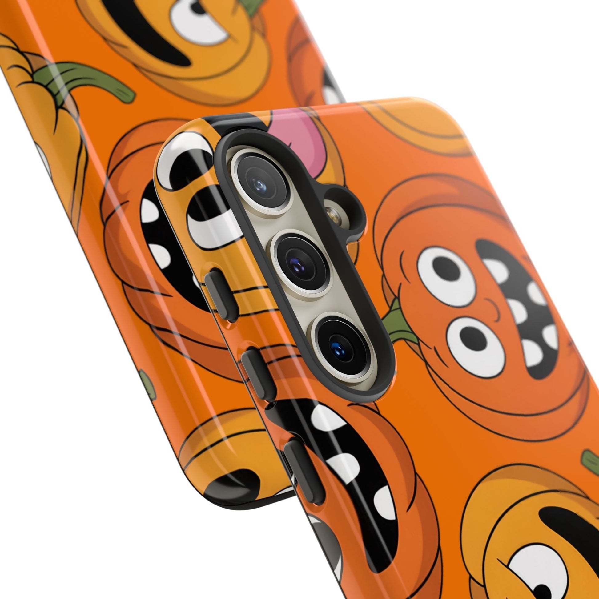 Samsung Tough Case with moody Halloween pumpkin design for Samsung Galaxy phones, durable and impact-resistant protection.