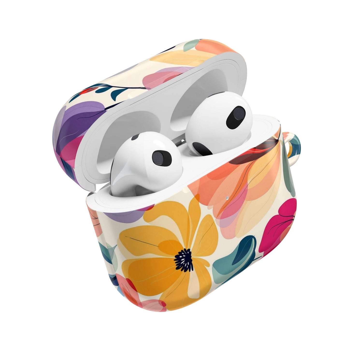 Floral AirPod Case with vibrant watercolor floral design and durable polycarbonate protection for AirPods and AirPods Pro.