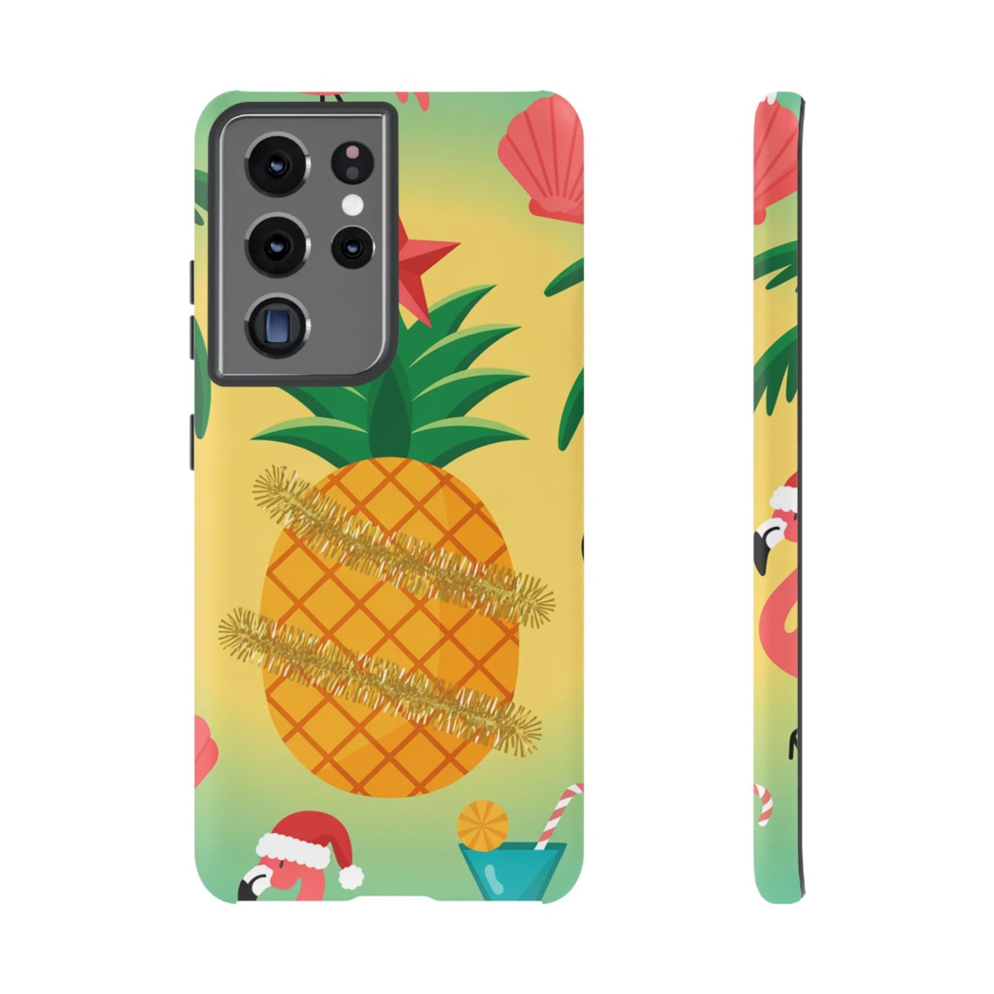 Samsung Christmas Pineapple phone case with festive tropical design, durable TPU, and impact resistance