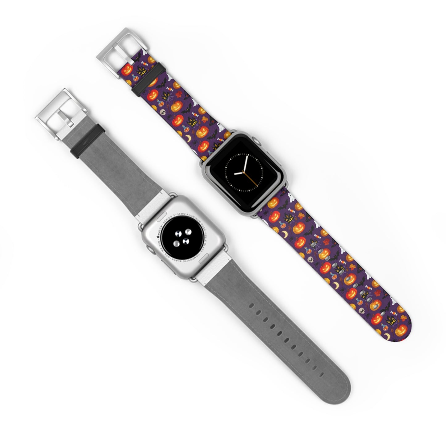 Halloween Pumpkin Pattern Watch Band — Spooky Orange Jack-O'-Lantern Apple Watch Strap