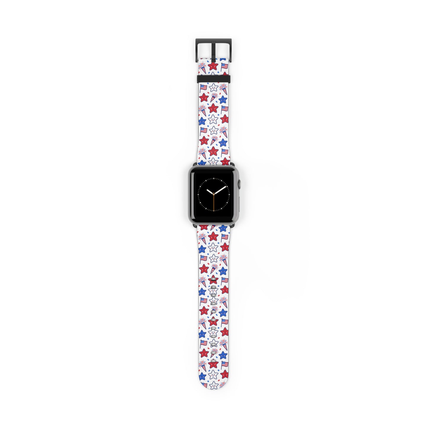 Kawaii 4th of July Apple Watch Band – Cute Patriotic Faux Leather Strap for Apple Watch Series 1–9, SE & Ultra
