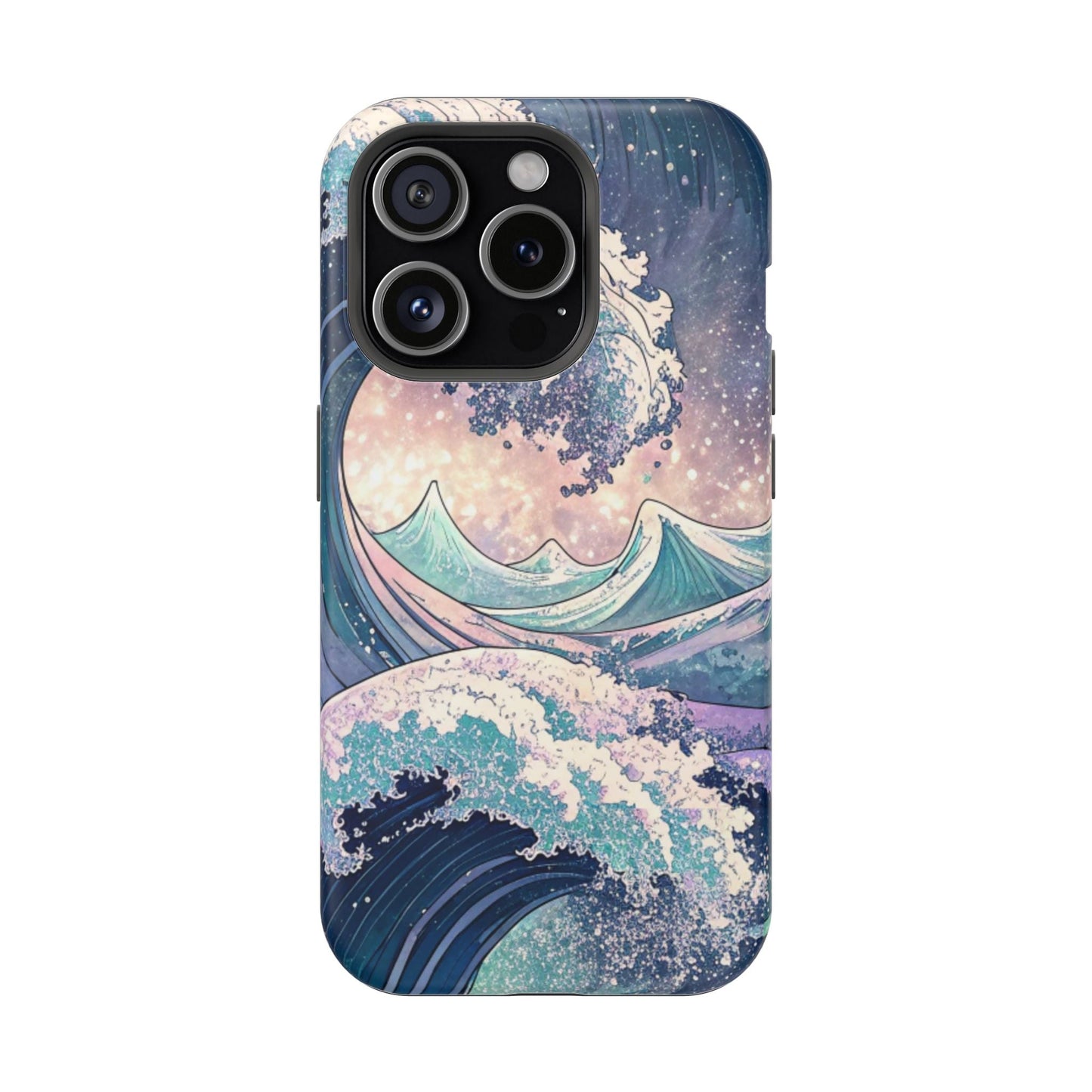 iPhone case with Crashing Waves Design, magnetic MagSafe protective cover with dual-layer polycarbonate, ocean wave artwork