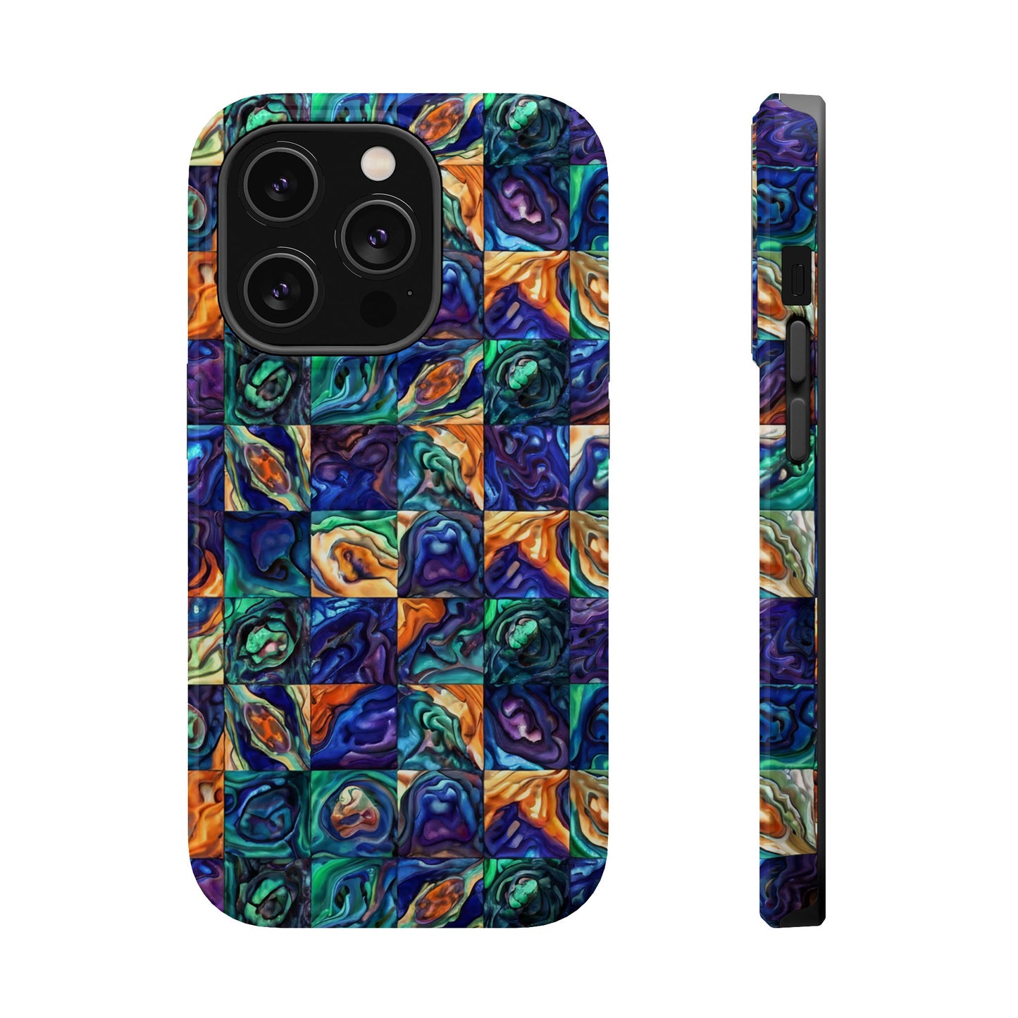 Abstract Purple & Green Seascape Magnetic Impact-Resistant iPhone Case
