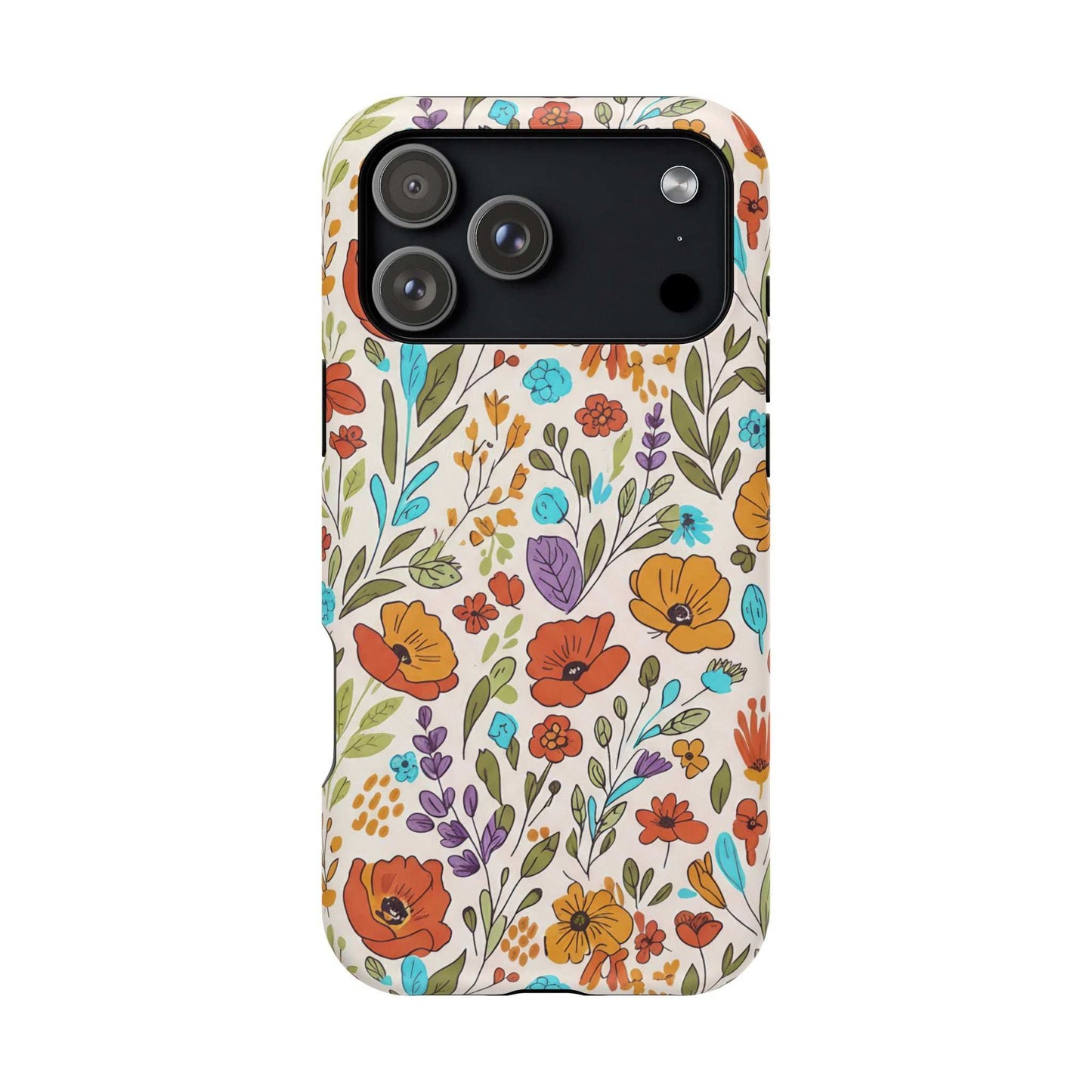 Floral Drawing iPhone Case — Magnetic Impact-Resistant Phone Cover