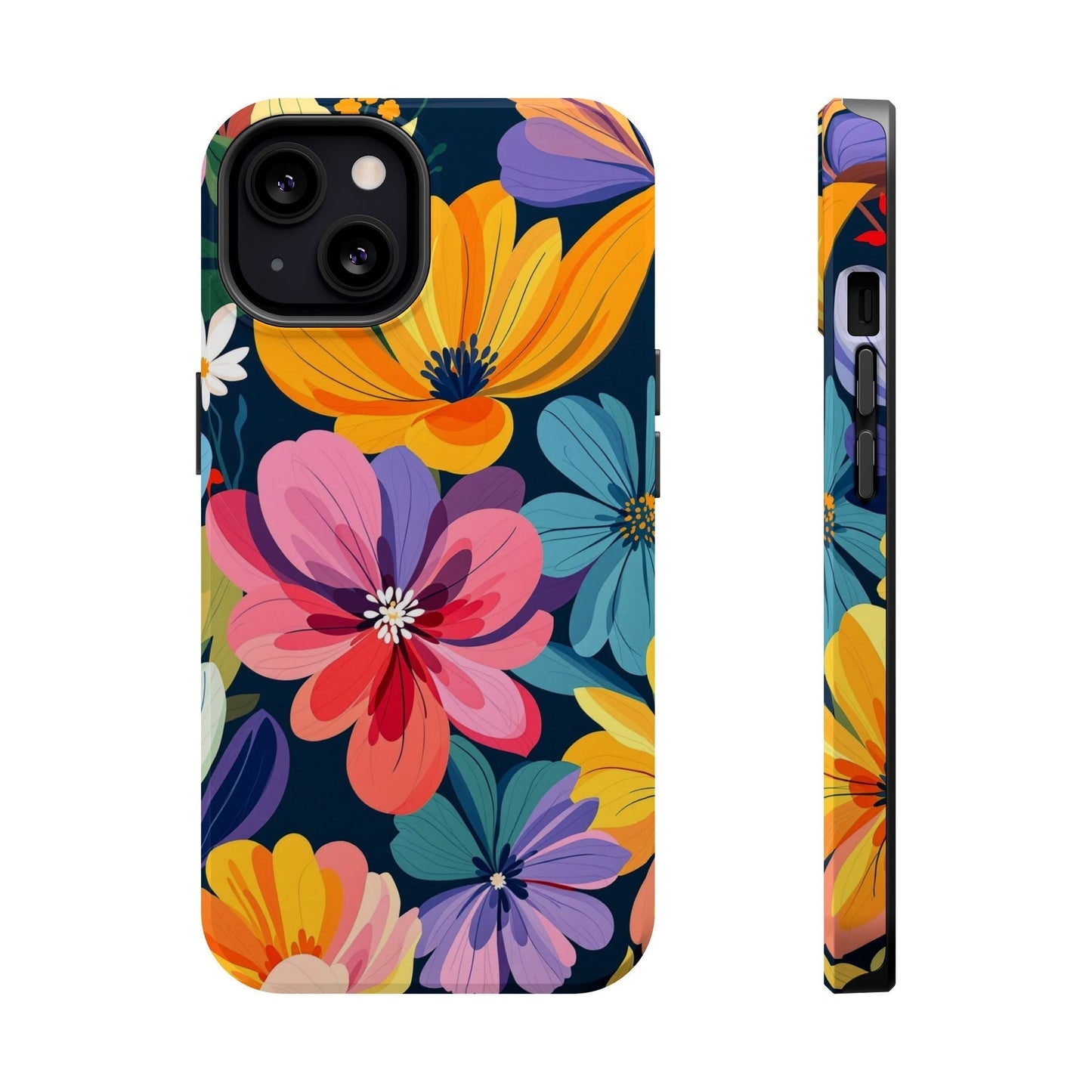 Colorful Floral Design iPhone 17 case with bright floral print and MagSafe compatibility