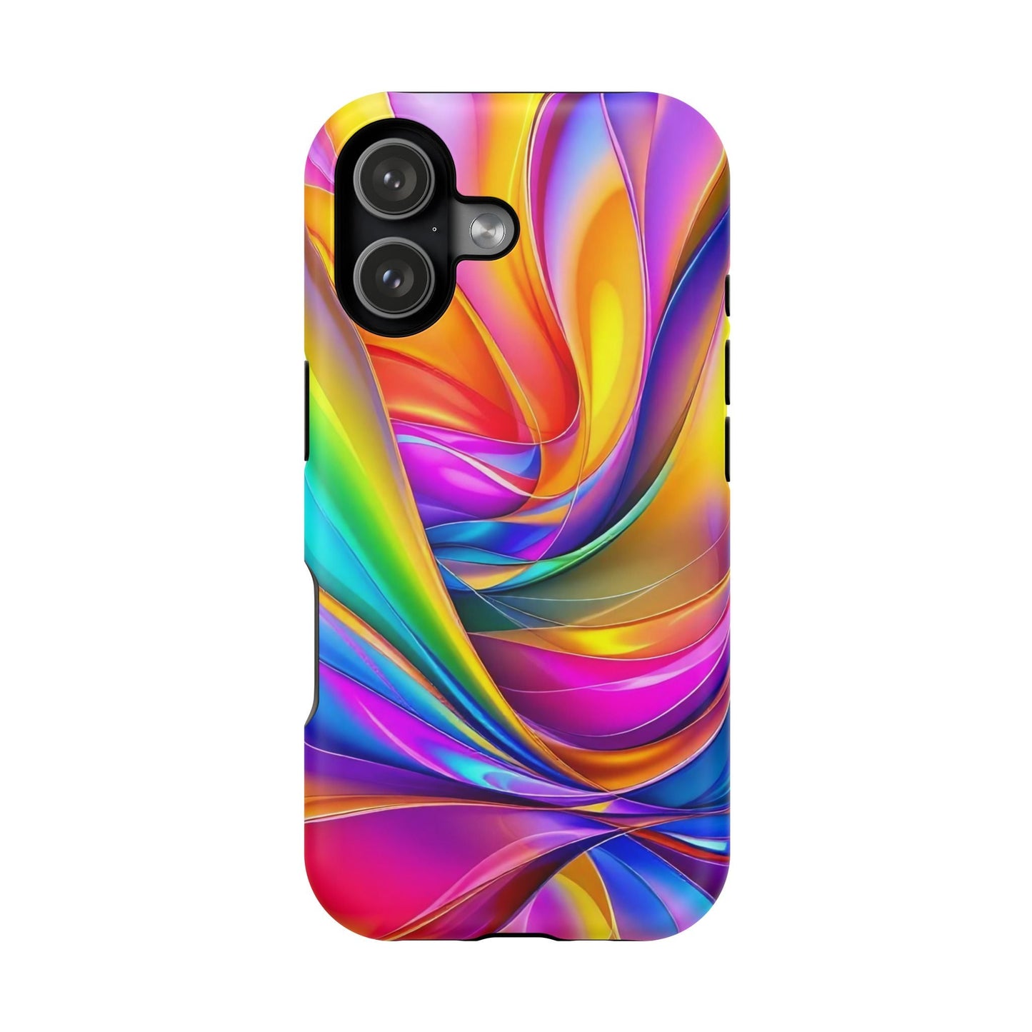 Deconstructed Rainbow Wave vibrant colorful iPhone tough protective case with abstract swirl design