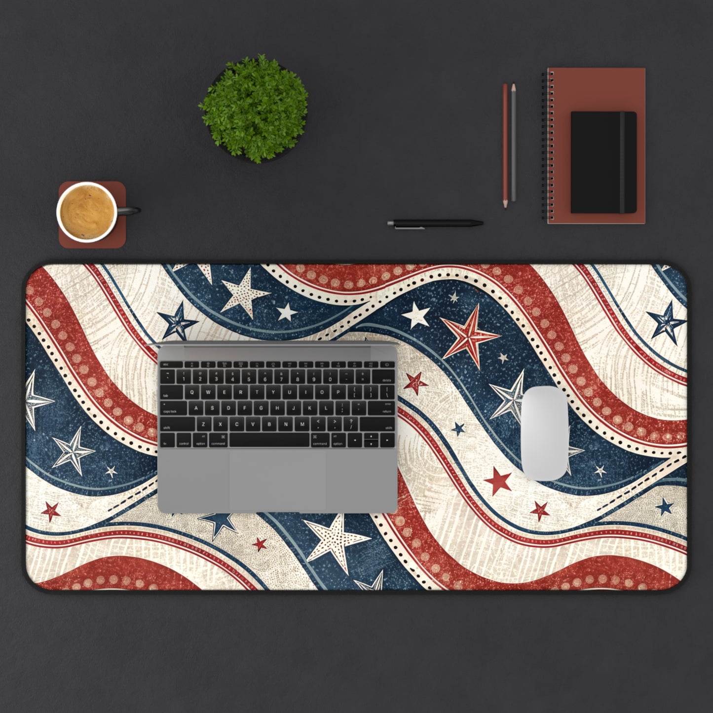 Desk Mat Vintage Patriotic Ribbon Design