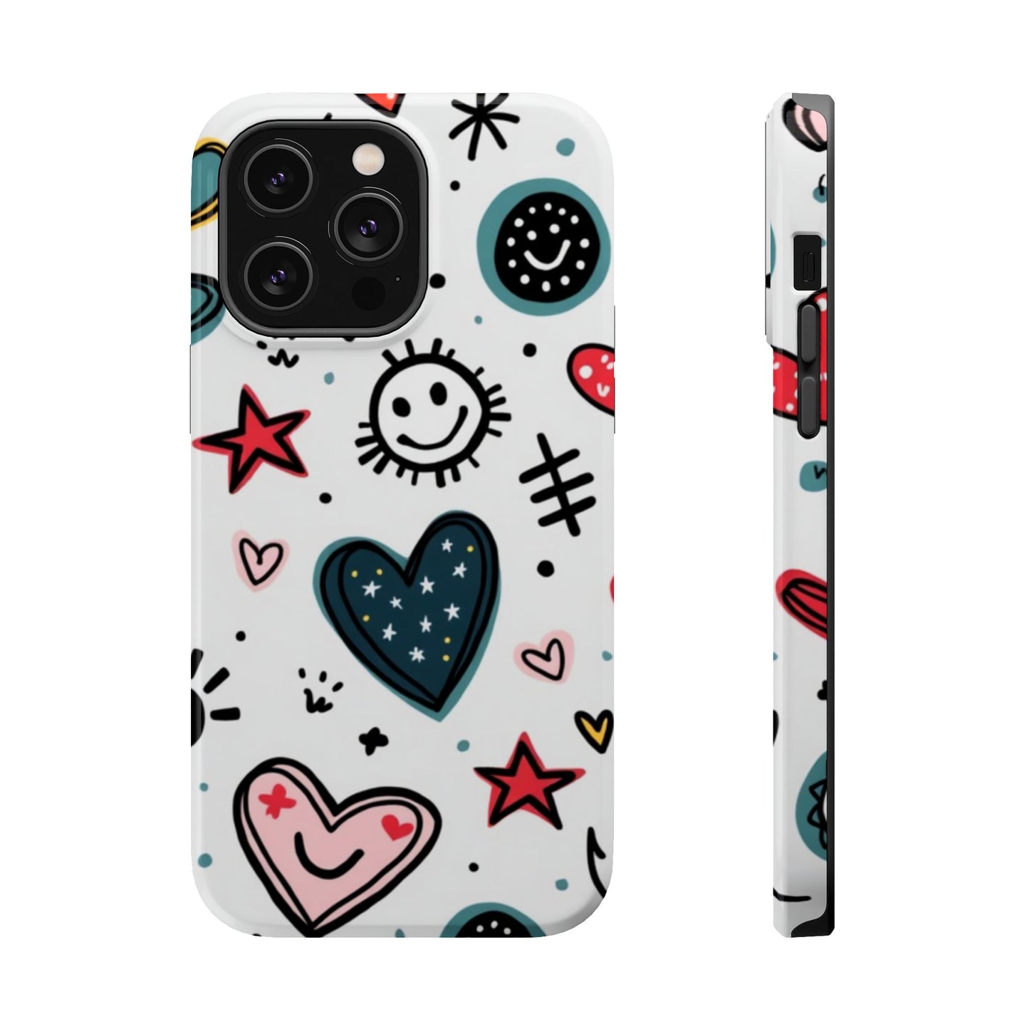 Cartoon Hearts and Smiles Phone Case – Cute Durable iPhone Cover