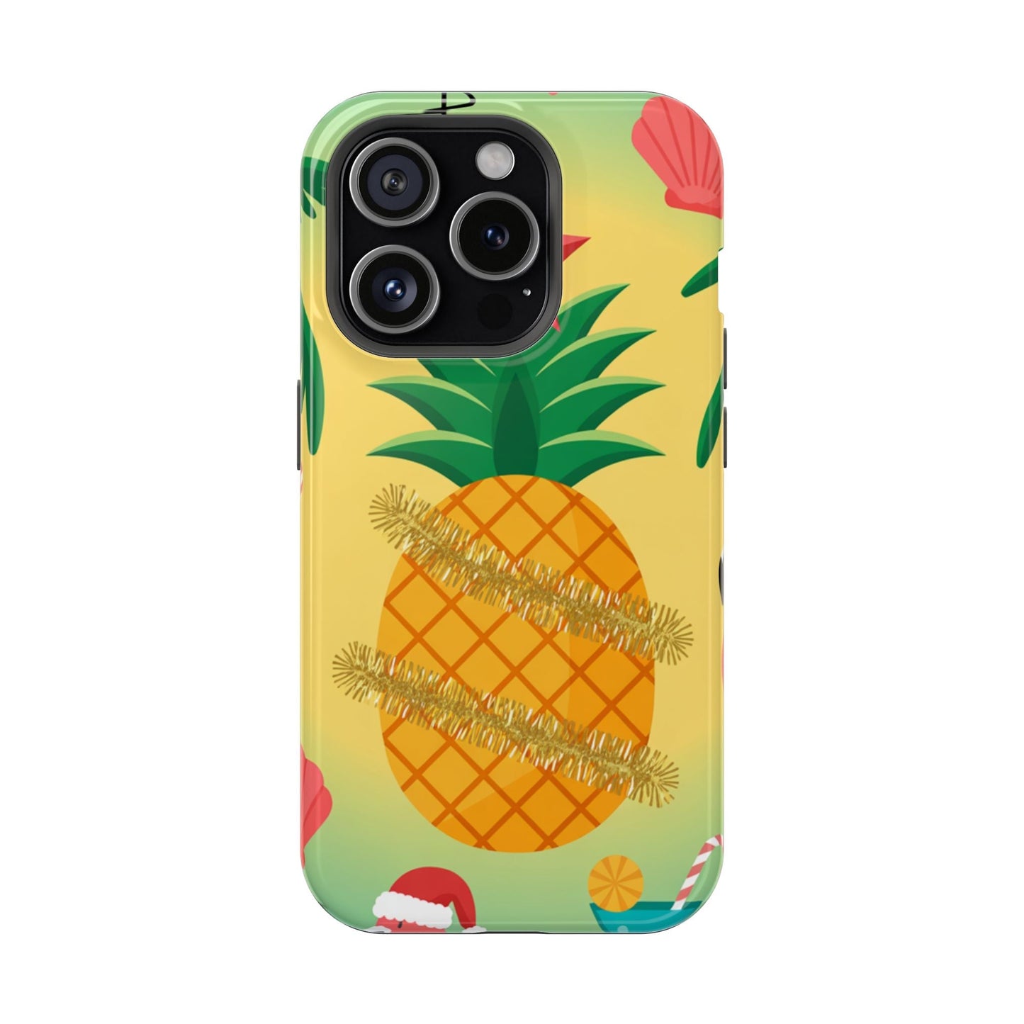 iPhone pineapple Christmas case with festive tropical design and MagSafe compatibility
