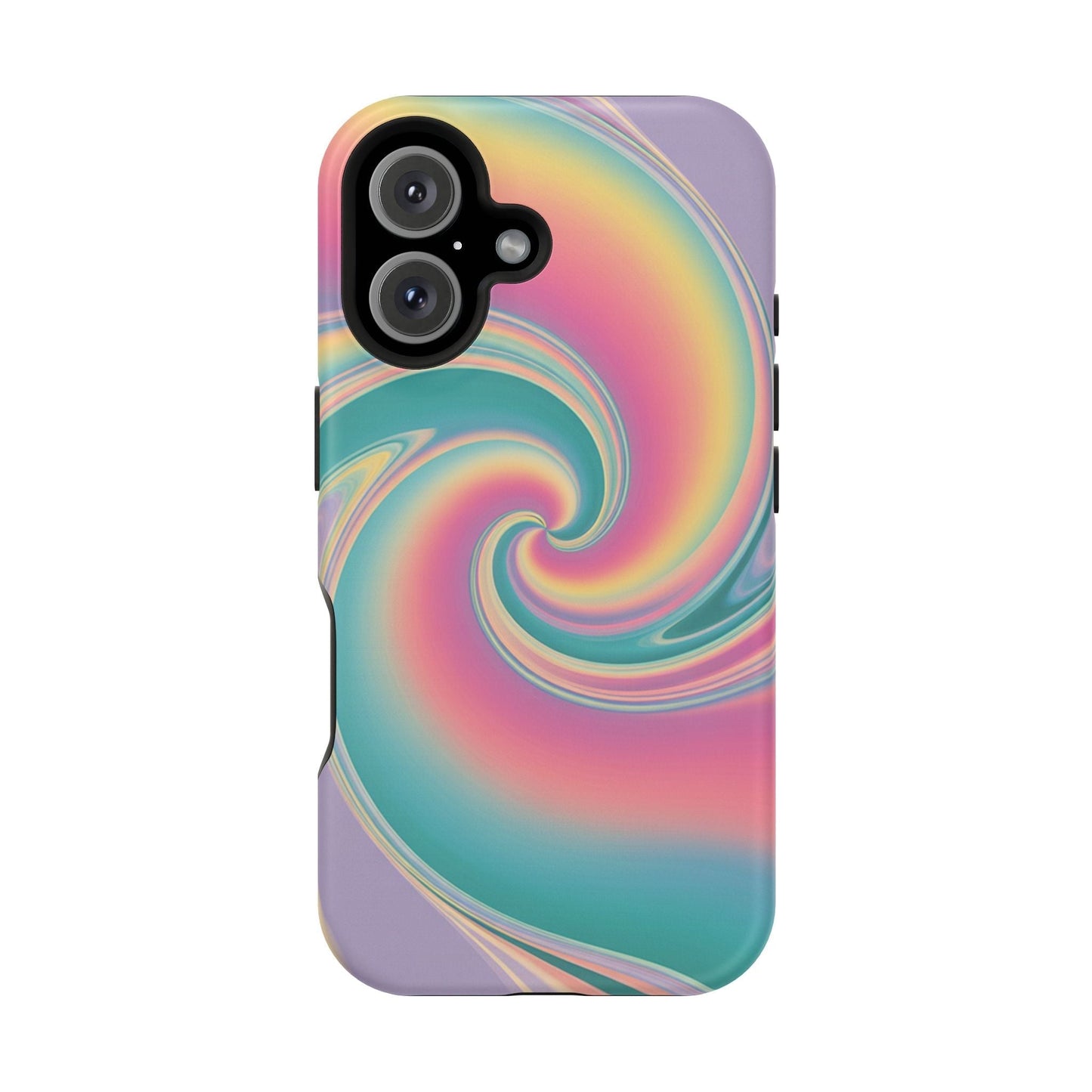 Vibrant Cotton Candy iPhone tough case with pastel swirl design and durable protective cover