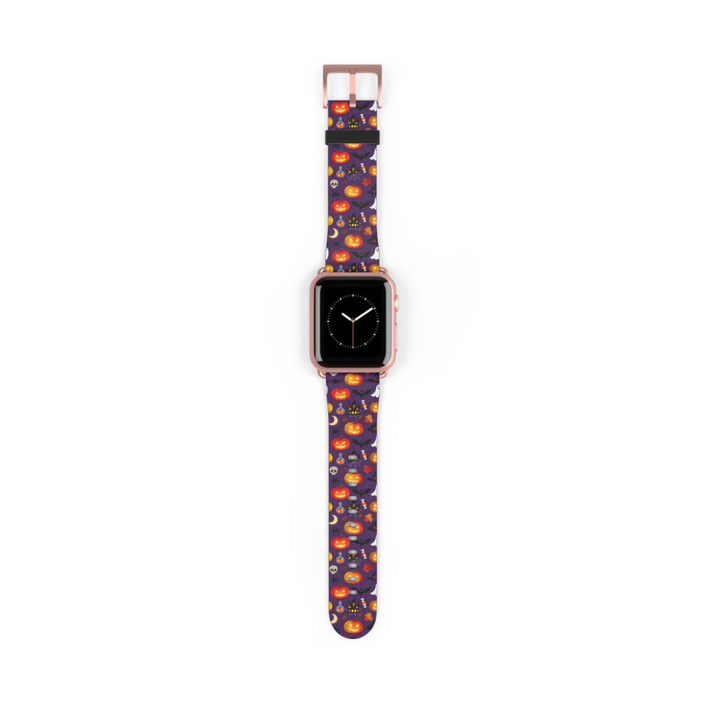 Halloween Pumpkin Pattern Watch Band — Spooky Orange Jack-O'-Lantern Apple Watch Strap